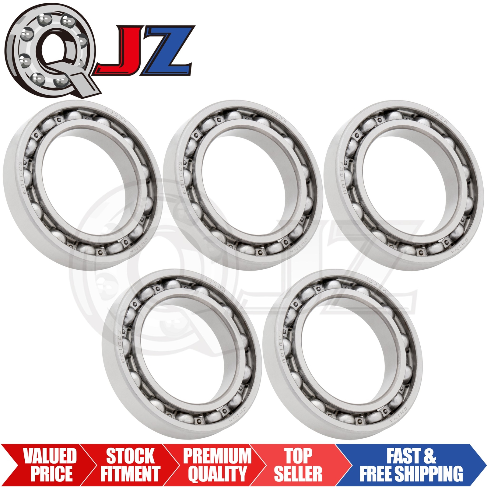 [Qty.5] 6016-OPEN Deep Groove Radial Ball Bearing [80mm ID x 125mm OD x 22mm W]