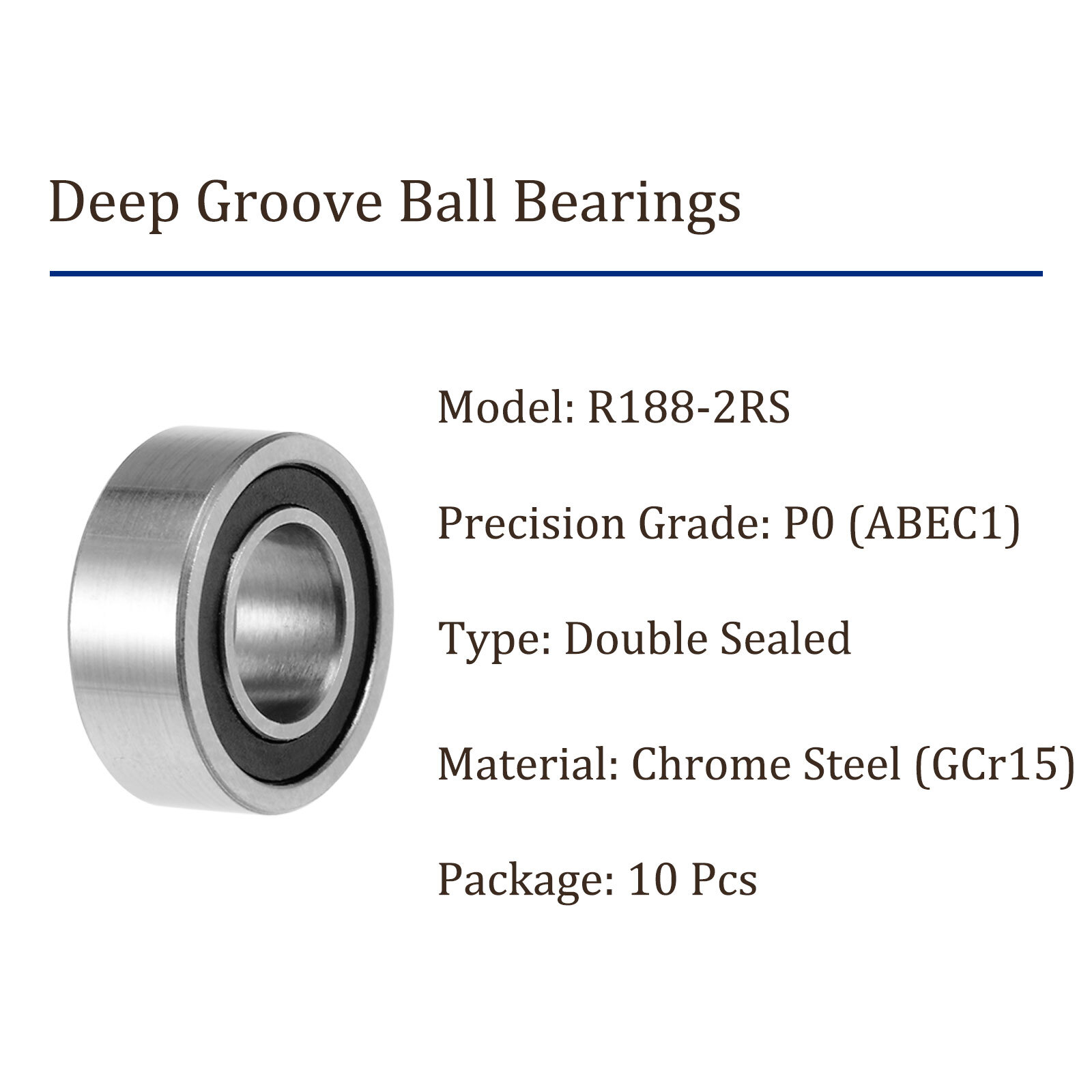 10pcs Ball Bearings 1/4 Inch x 1/2 Inch x 3/16 Inch Chrome Steel