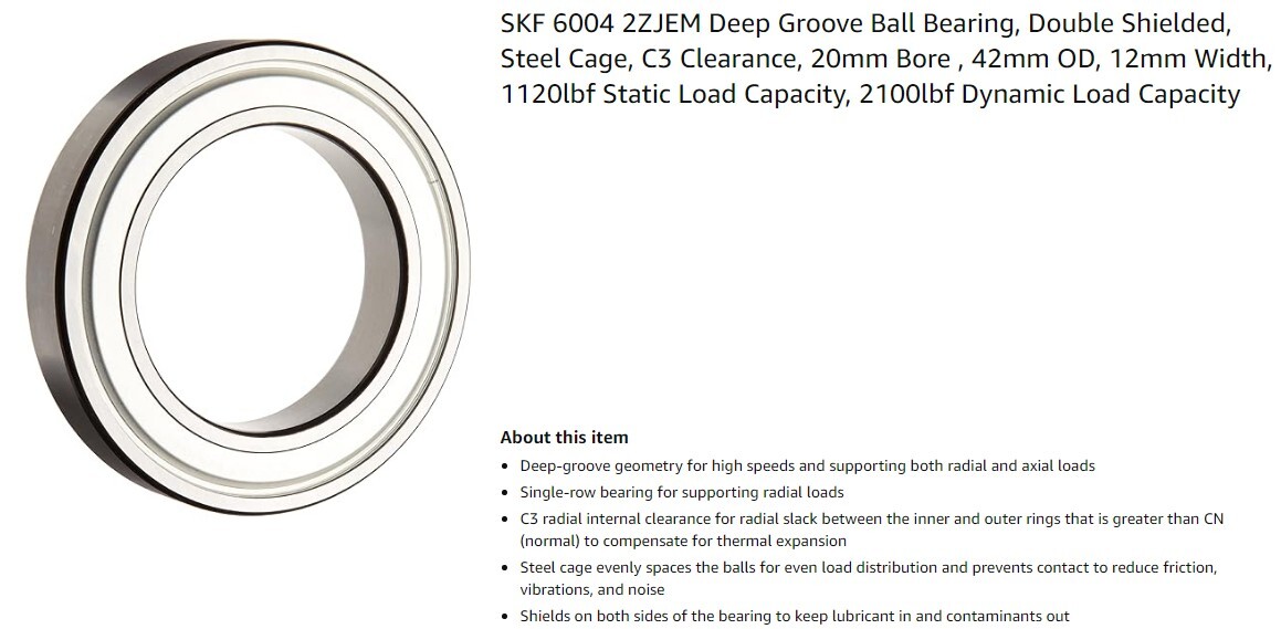 Lot of 2 SKF 6004 2ZJEM Single Row Deep Groove Bearing New Old Stock