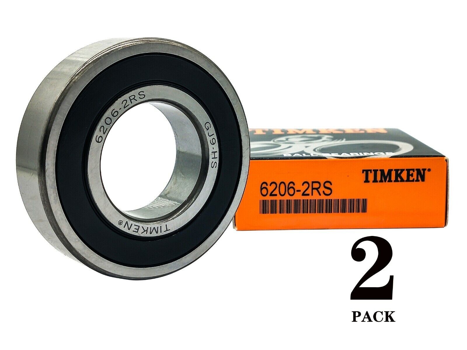 2PACK TIMKEN 6206-2RS 30X62X16MM Double Rubber Seal Bearings