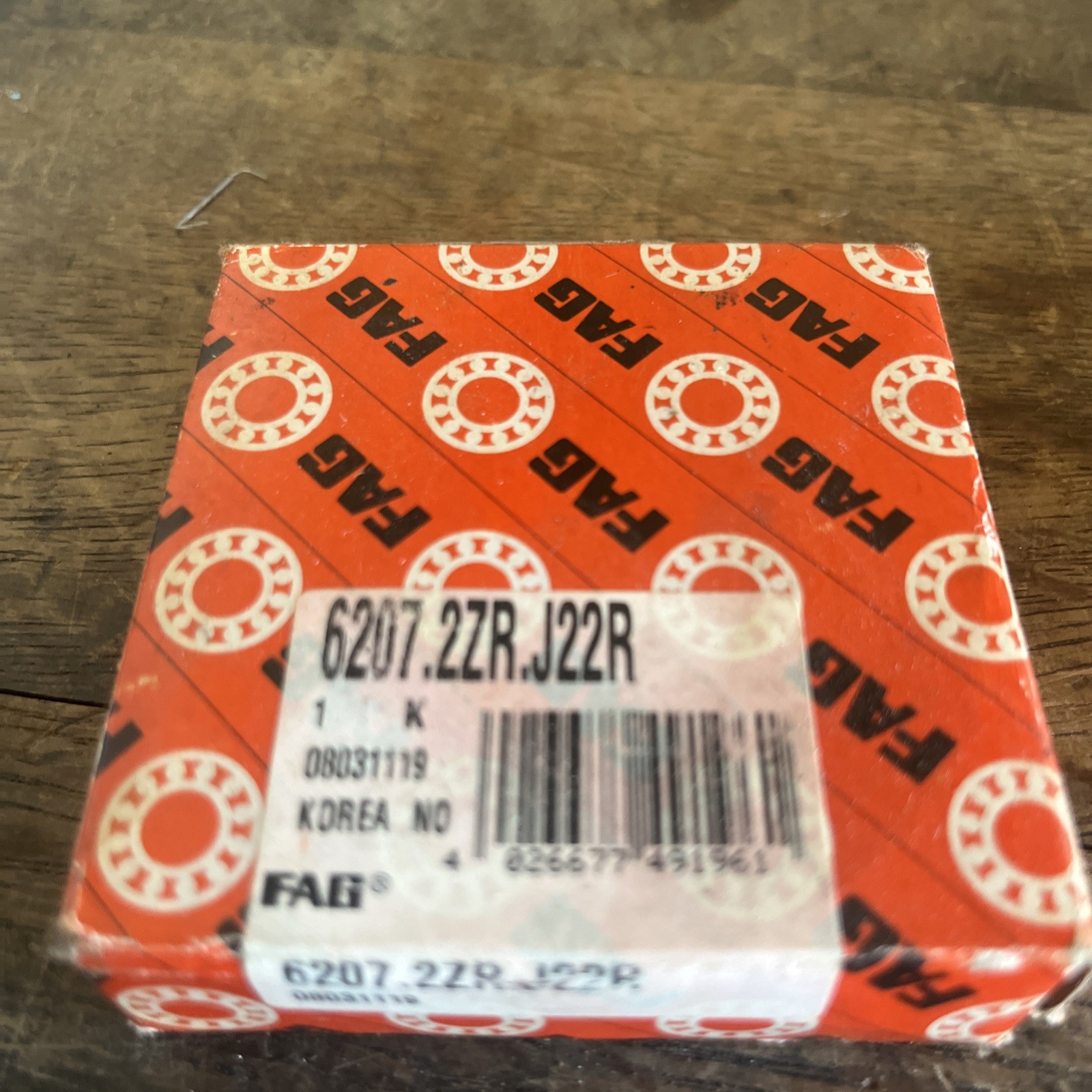 NOS FAG 6207-2RSR-J22R Deep Grove Bearing