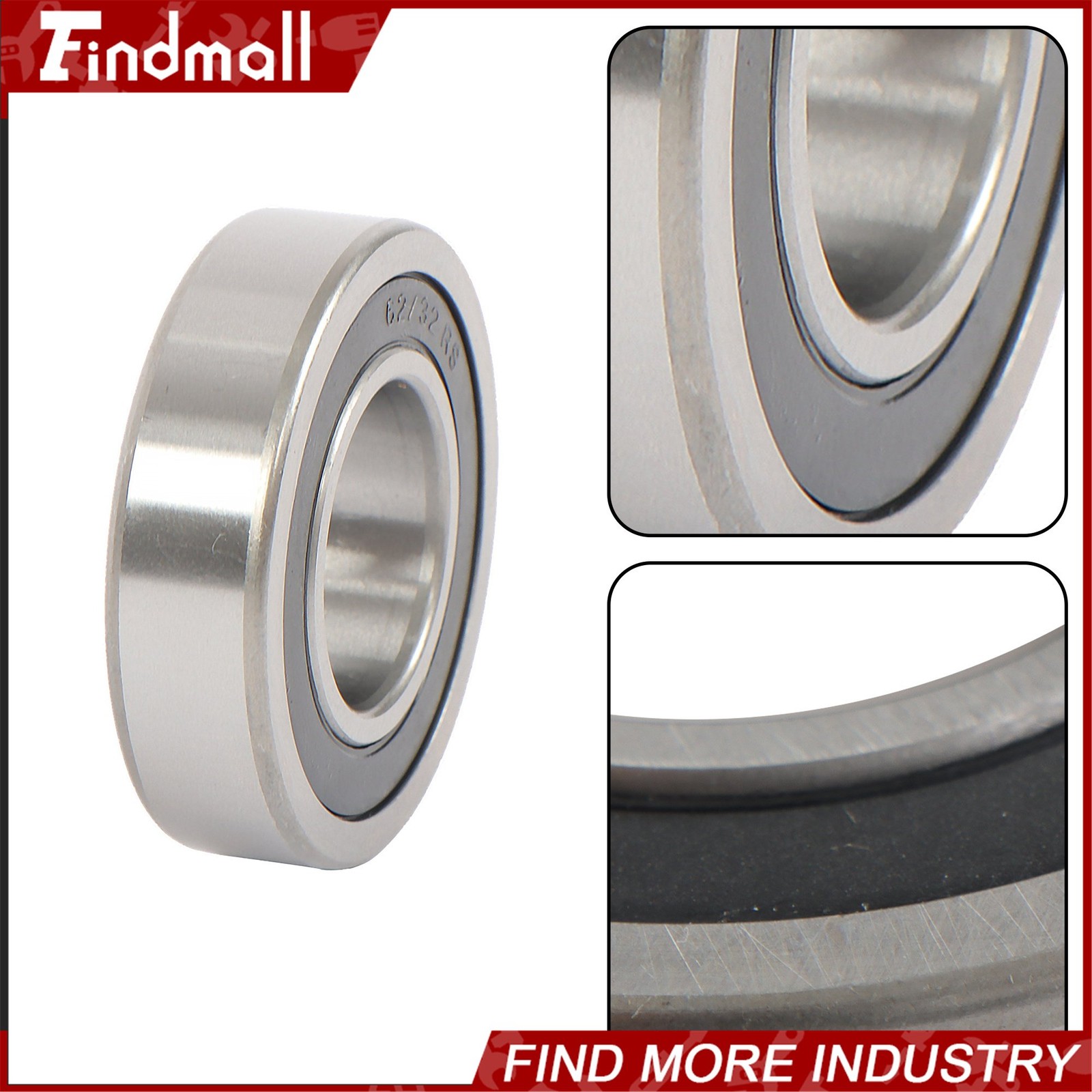 Findmall 62/32-2RS Deep Groove Bearings 4pcs 32x65x17mm Rubber Sealed Set