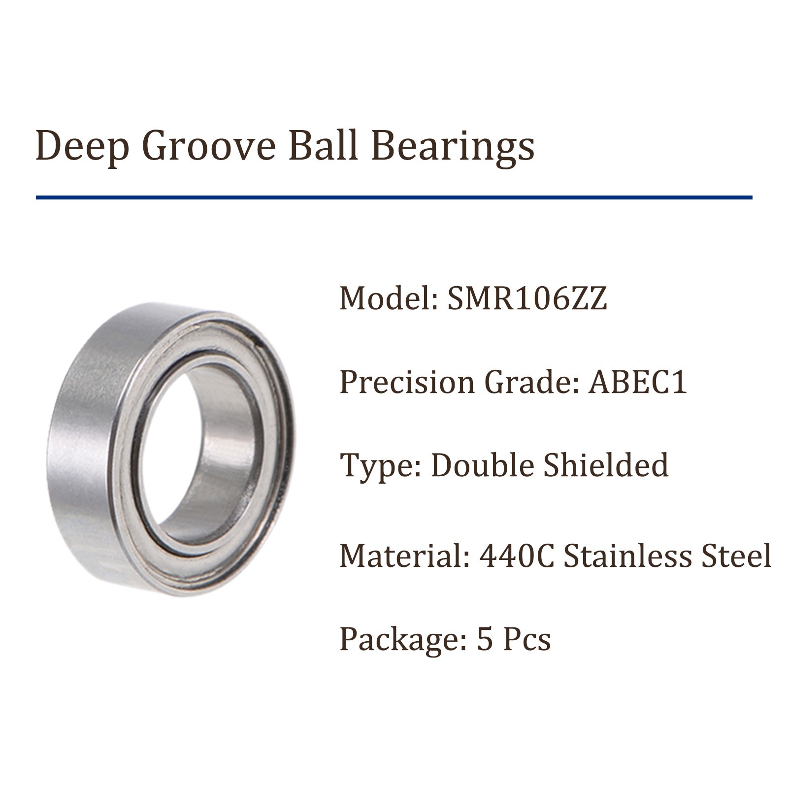 5pcs Ball Bearings – [6mm x 10mm x 3mm] 440C Stainless Steel Double Shield