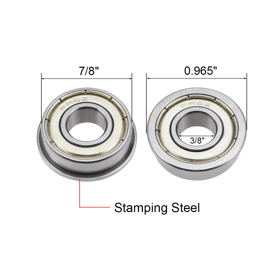 3/8″ x 7/8″ x 9/32″ FR6ZZ Flange Ball Bearing Shielded Chrome Bearings 4pcs