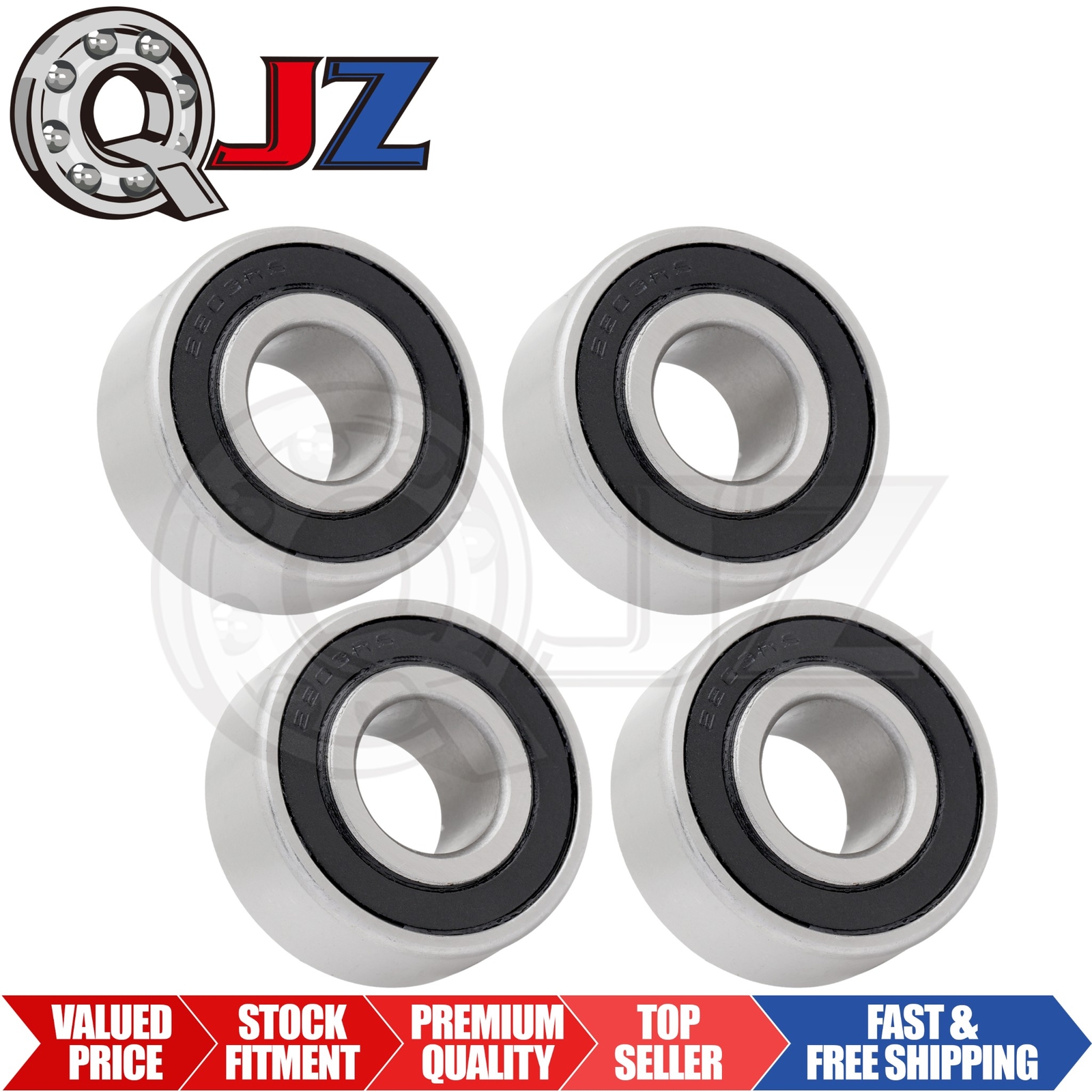[Qty.4] New 2203-2RS Self-Aligning Ball Bearing [17mm Bore x 40mm OD x 16mm W]