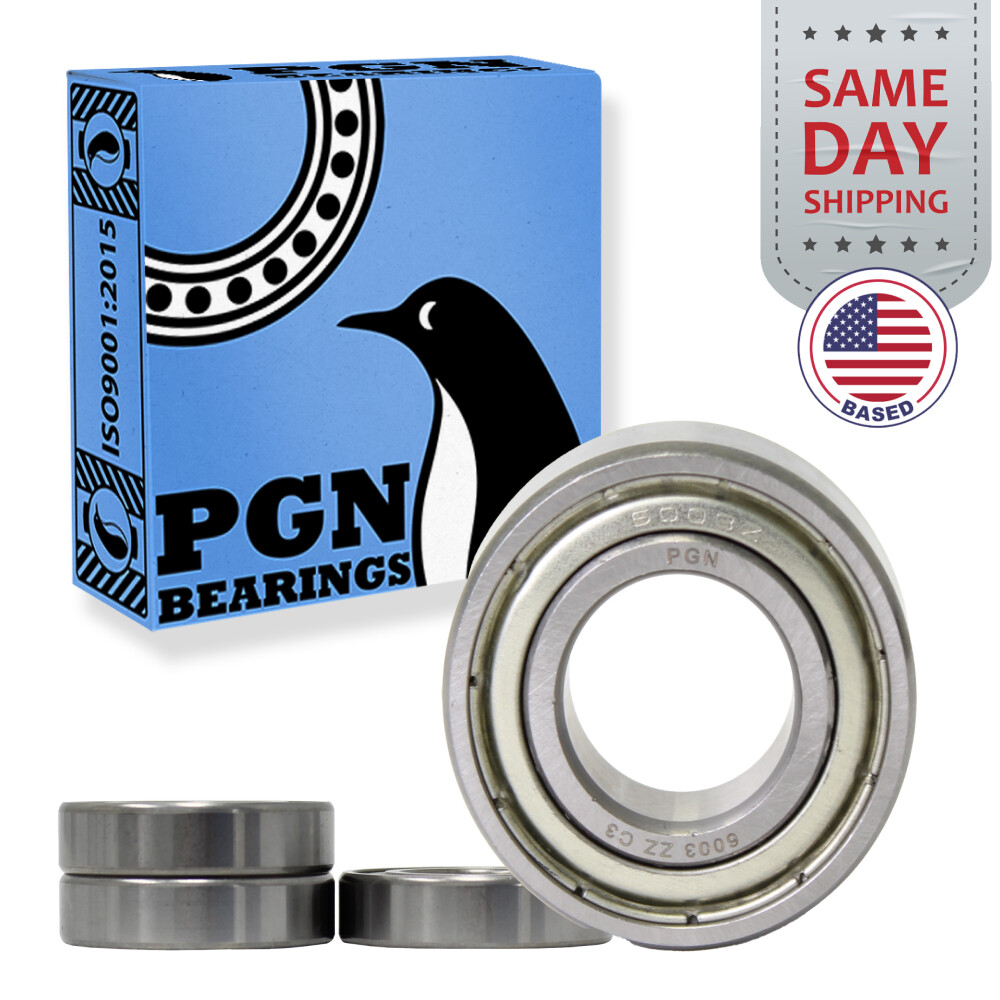 (4) 6003-ZZ Premium Metal Shield Ball Bearing C3 EMQ, 17x35x10, 6003 ZZ 6003z