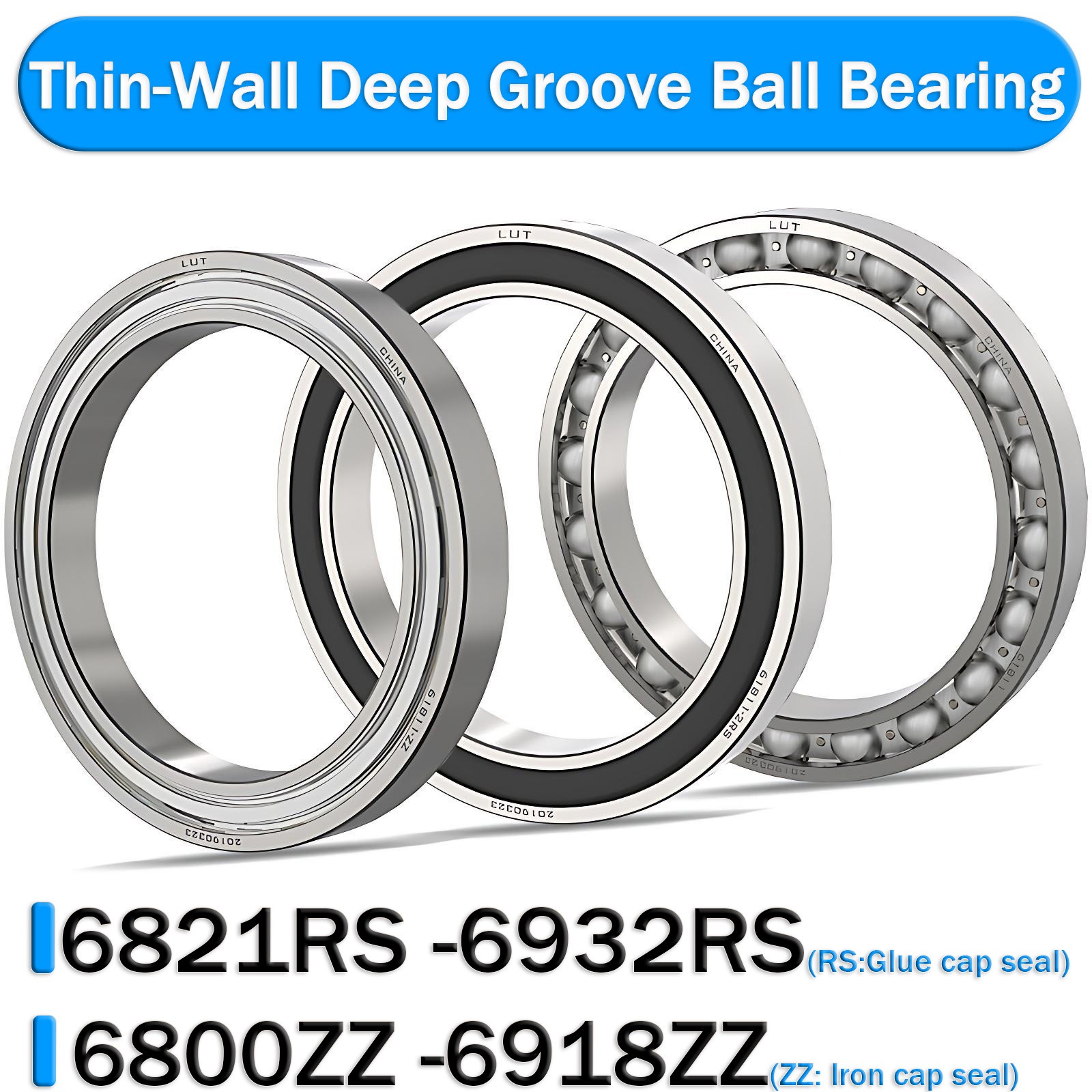 Thin-Wall Deep Groove Ball Bearing 6821RS -6932RS / 6800ZZ -6918ZZ Bearing steel