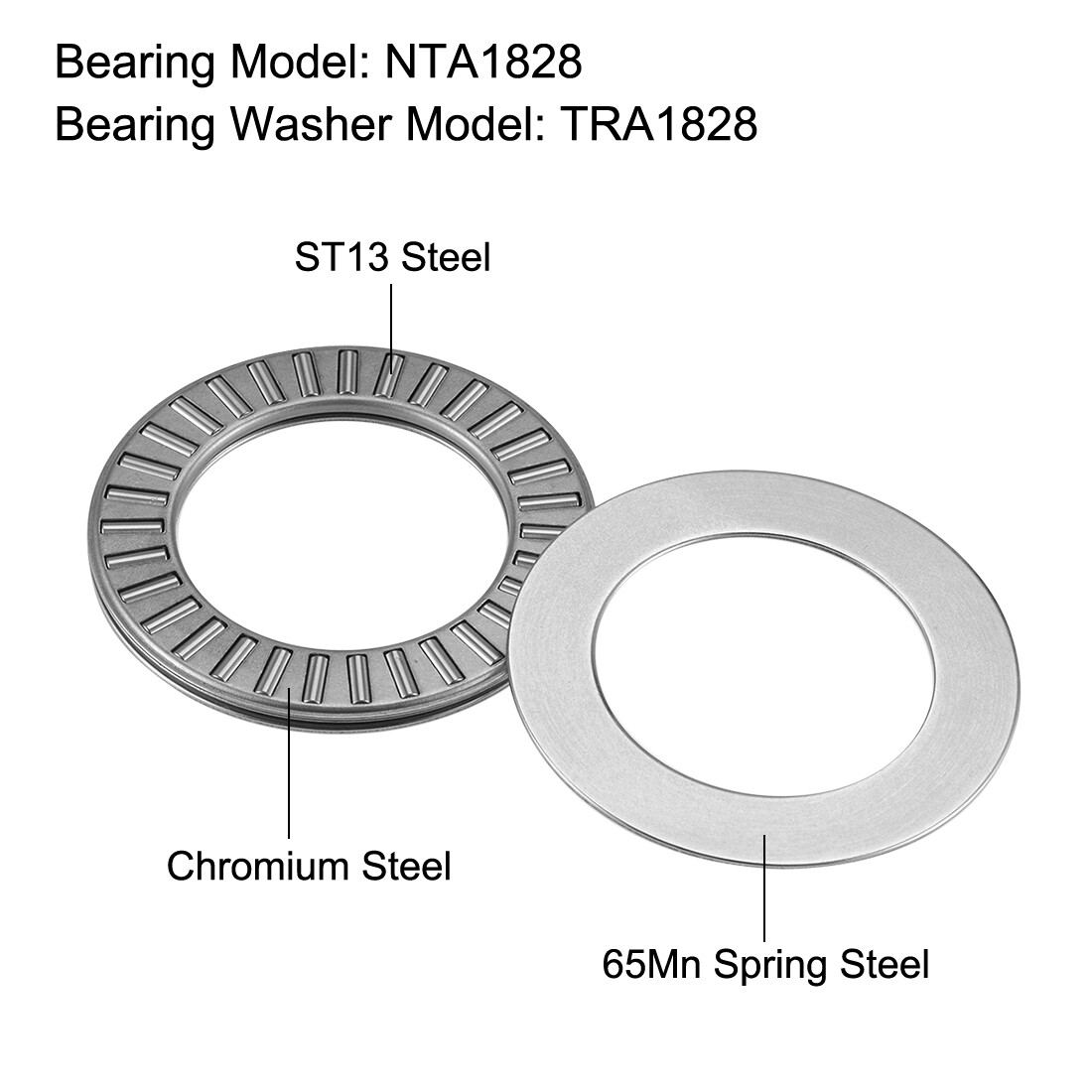 2pcs NTA1828 Thrust Needle Roller Bearings 1-1/8 x 1-47/64 x 5/64-inch w Washer