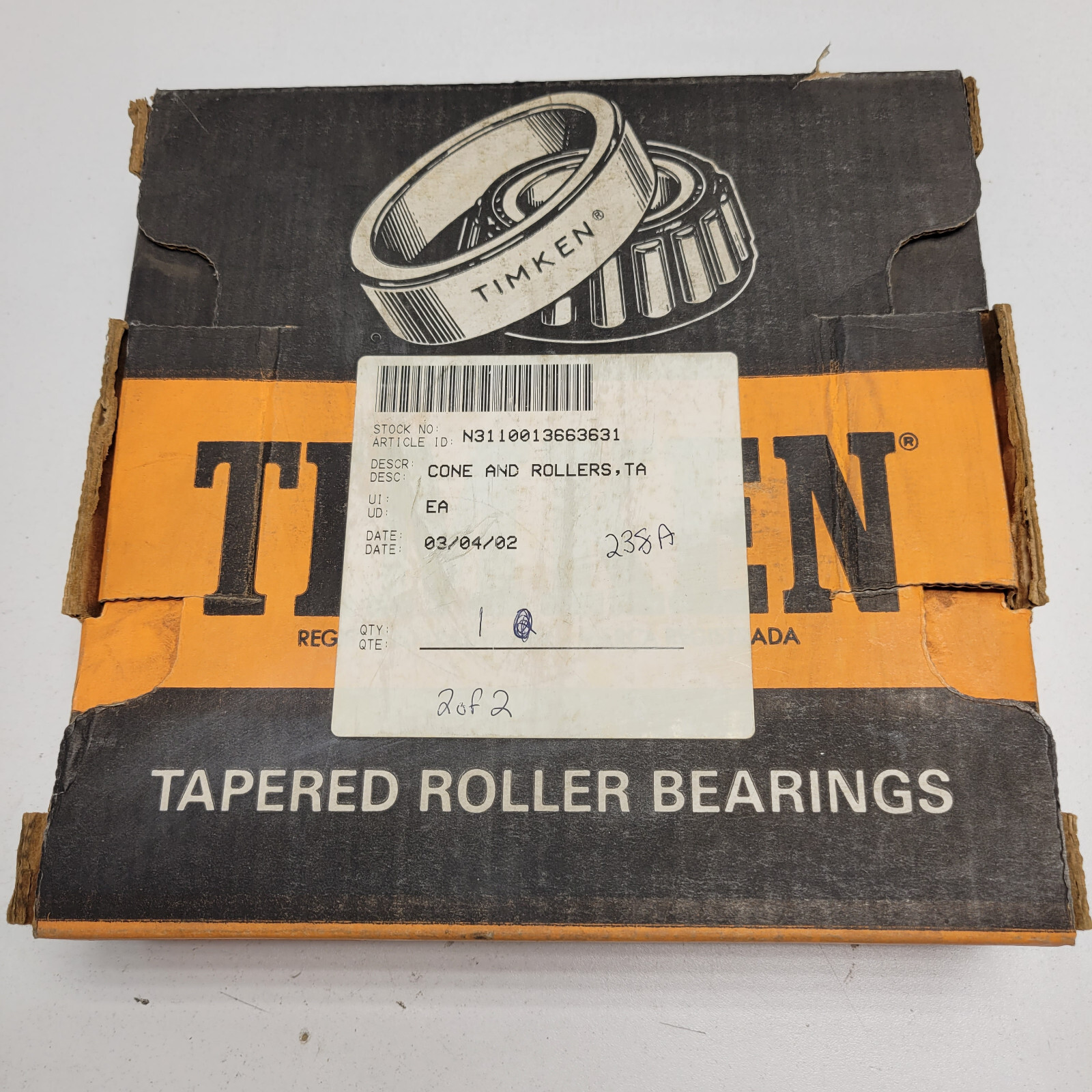 3110-01-366-3631 Timken H924045 Tapered Roller Bearing Cone & Rollers 013663631