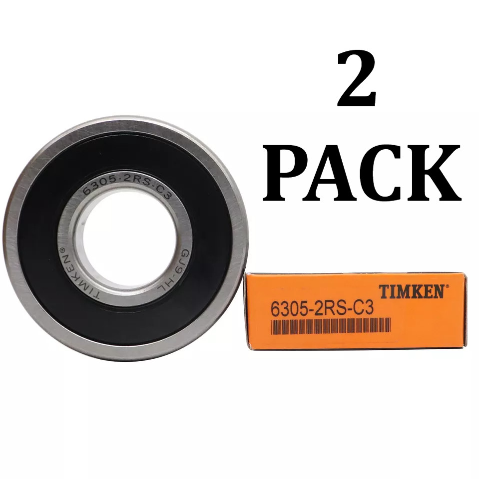 (2 PACK) TIMKEN 6305-2RS/C3 Double Rubbers Seal Ball Bearing 25X62X17mm NEW