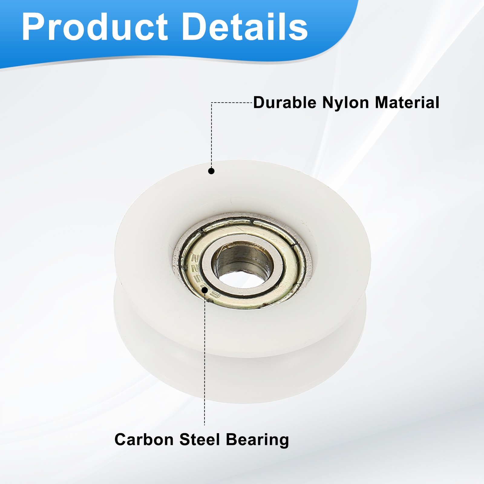 8 Pcs White Groove Nylon Plastic Guide Bearing 6x27x9mm Pulley Roller