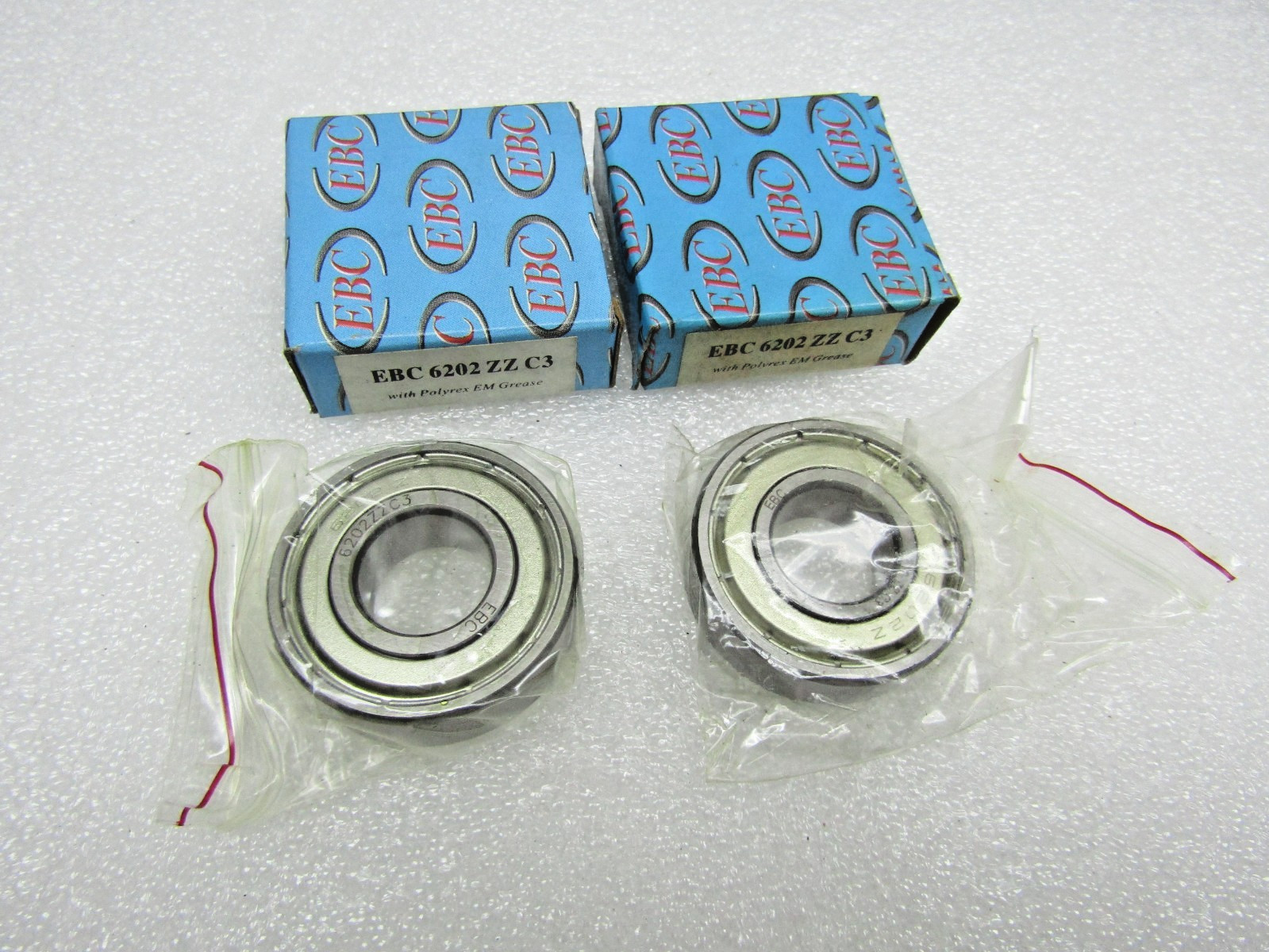 (Lot of 2) EBC 6202-ZZ C3 15mm X 35mm X 11mm Shielded Bearing