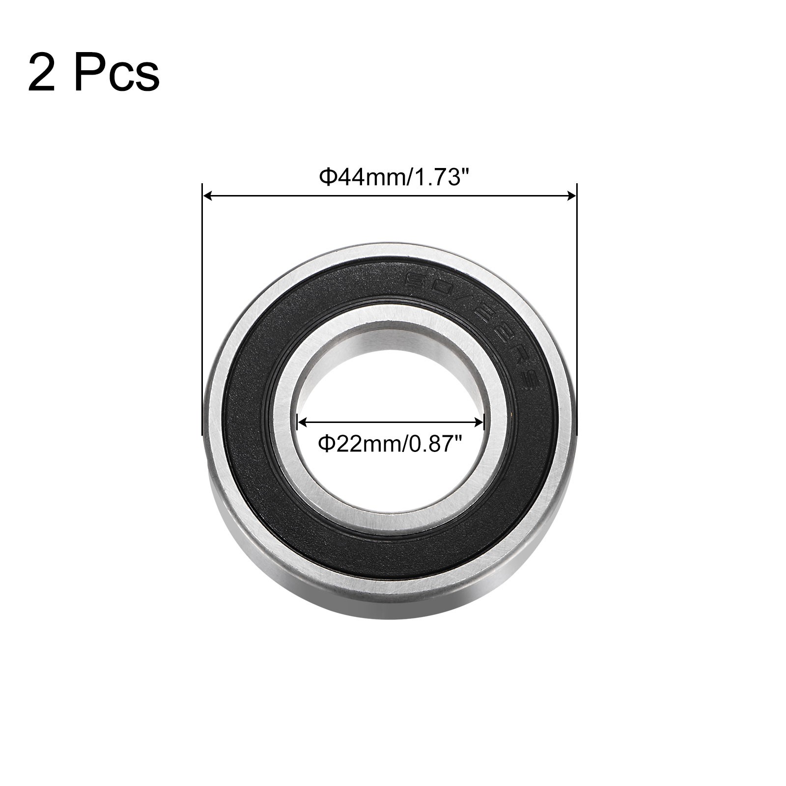 60/22-2RS Deep Groove Ball Bearing, 2pcs 22 x 44 x 12mm Z1 Double Sealed Bearing