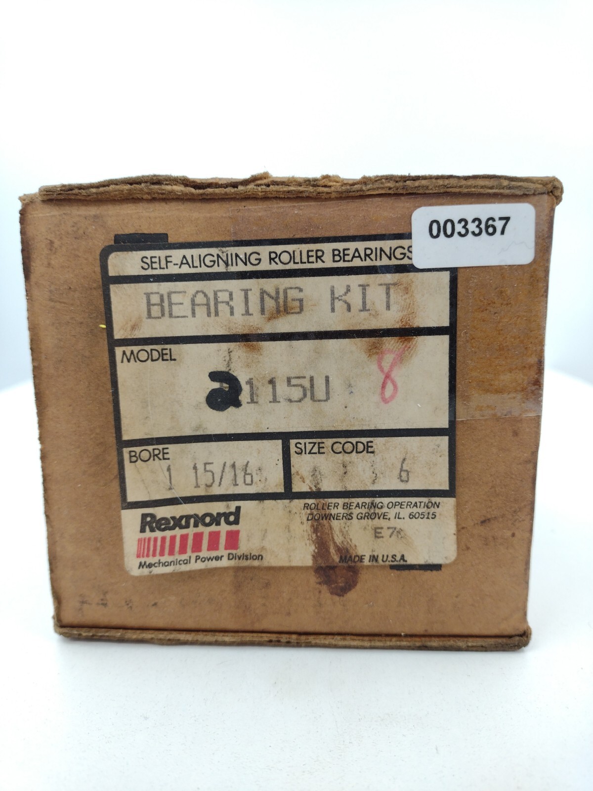 Rexnord 2115U Spherical Insert Bearing Rebuild Kit 1-15/16″ Bore (pre-greased)