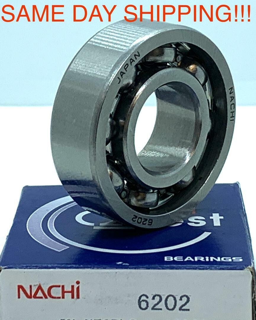 NACHI 6202 C3 DEEP GROOVE BALL BEARING, OPEN TYPE, NO SEALS 15x35x11mm