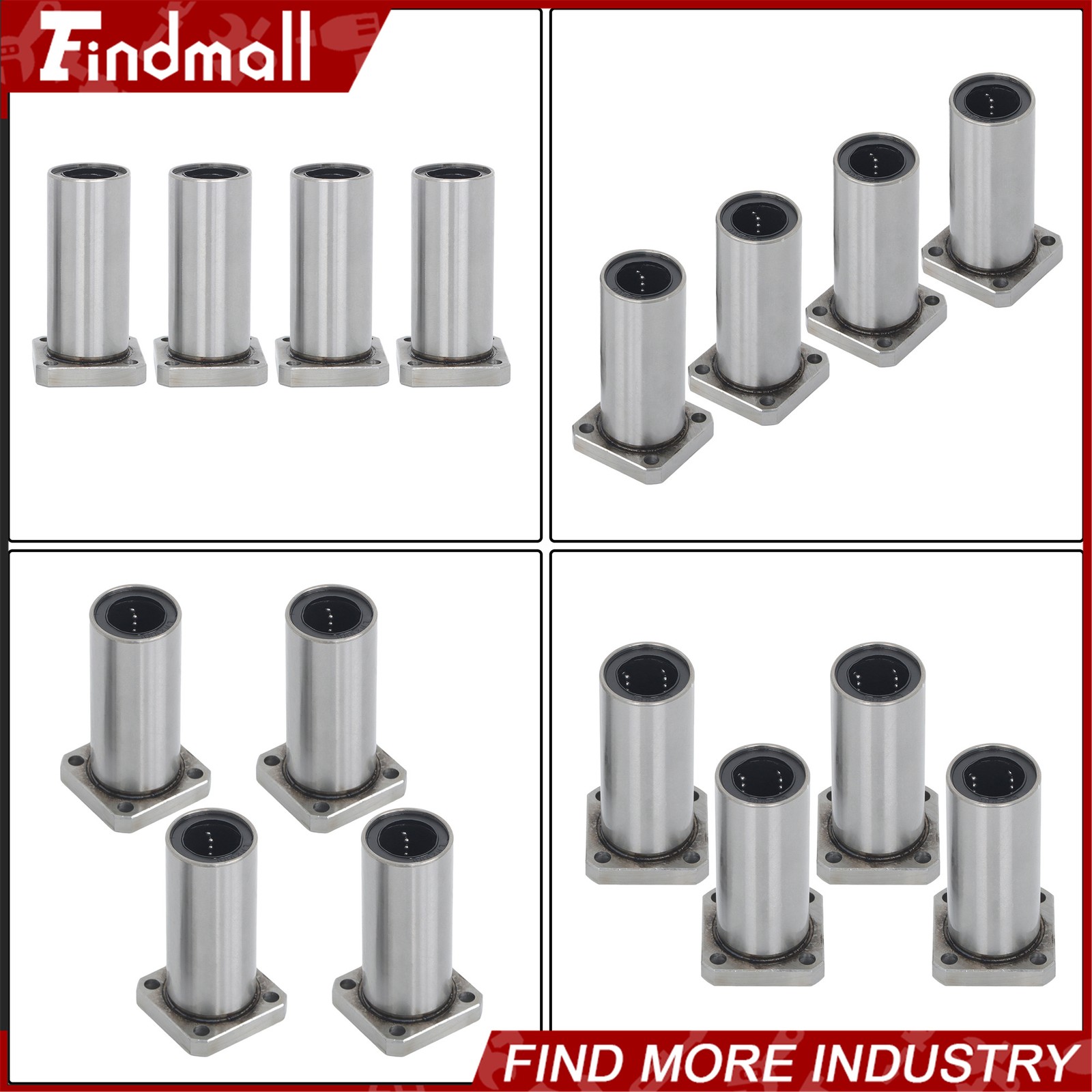 Findmall LMK20LUU 20x32x80mm Linear Bearing Square Flange Steel Cage CNC