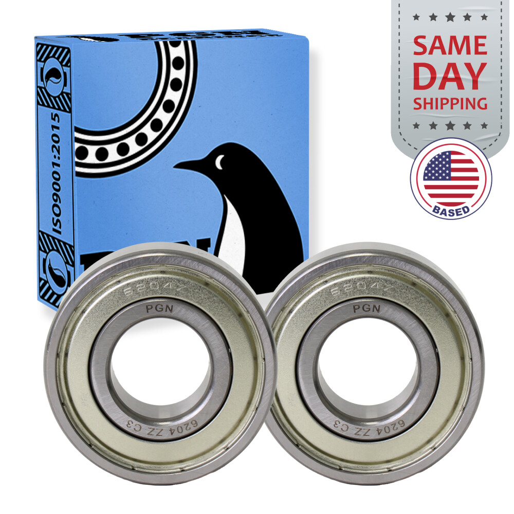 (2) 6204-ZZ Premium Metal Shield Ball Bearing C3 EMQ, 20x47x14, 6204 ZZ 6204z