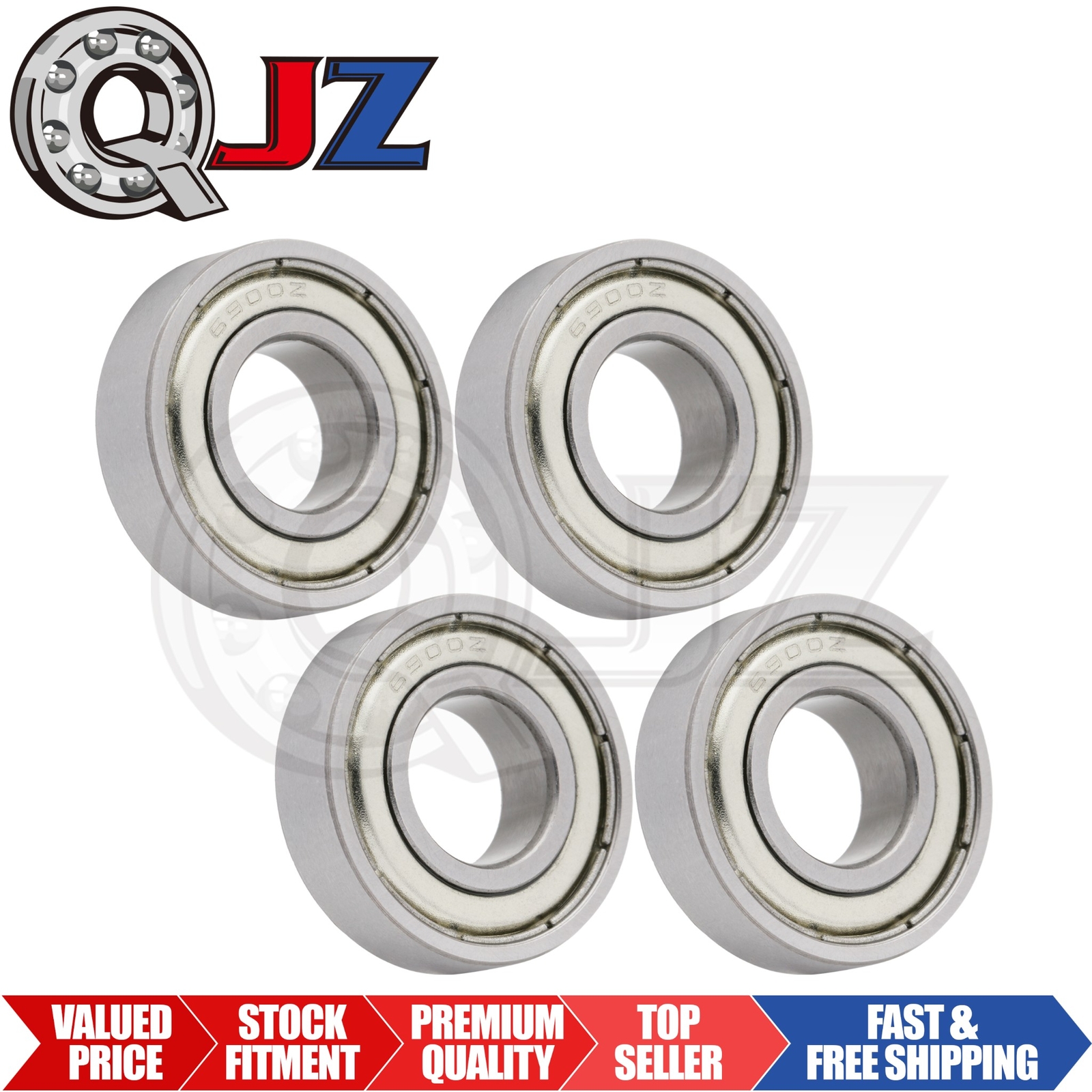 [Qty.4] New 6900-ZZ Radial/Deep Groove Ball Bearing [10mm ID x 22mm OD x 6mm W]