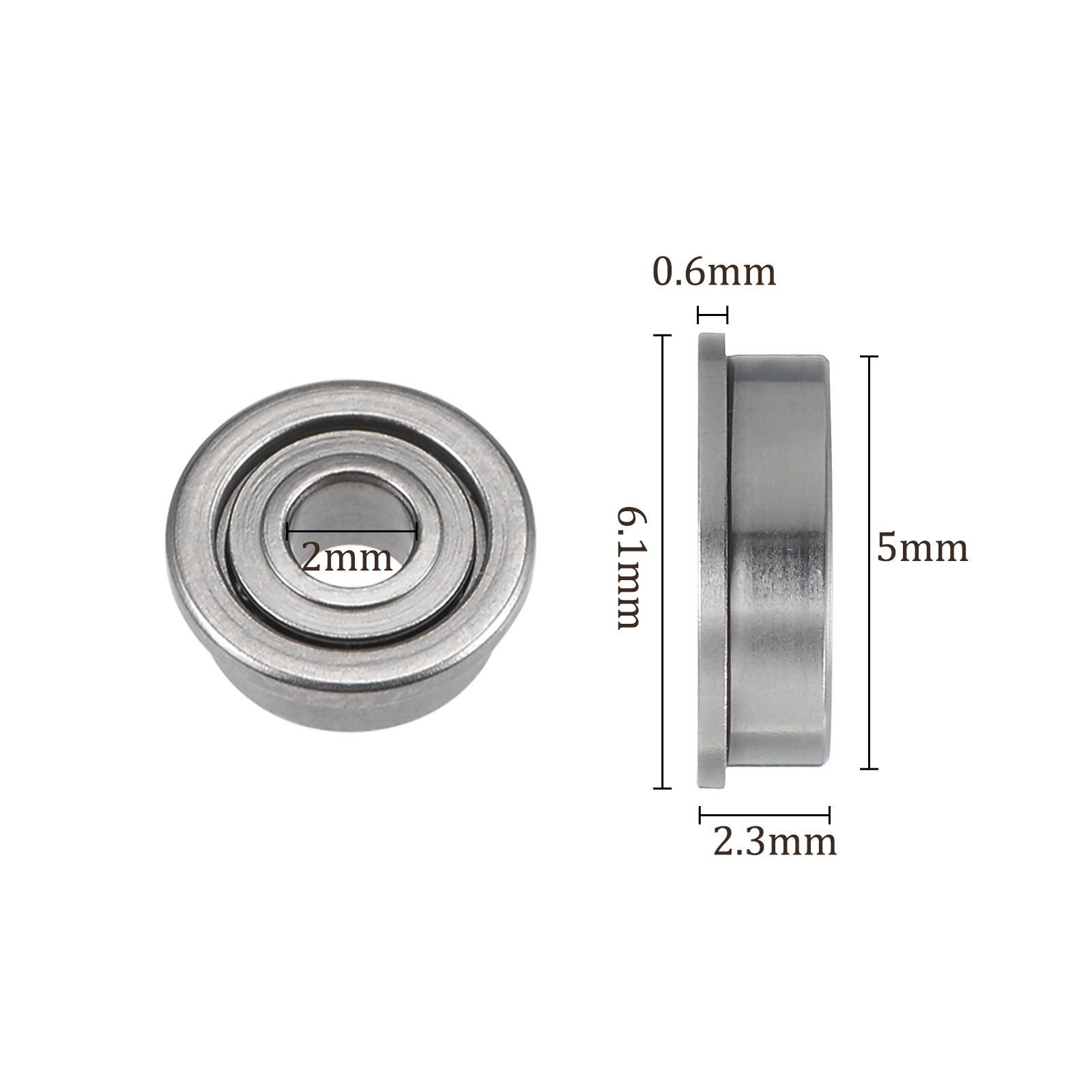 10pcs F682ZZ 2x5x2.3mm Flanged Ball Bearing Replacement Wheel Bearings ABEC1