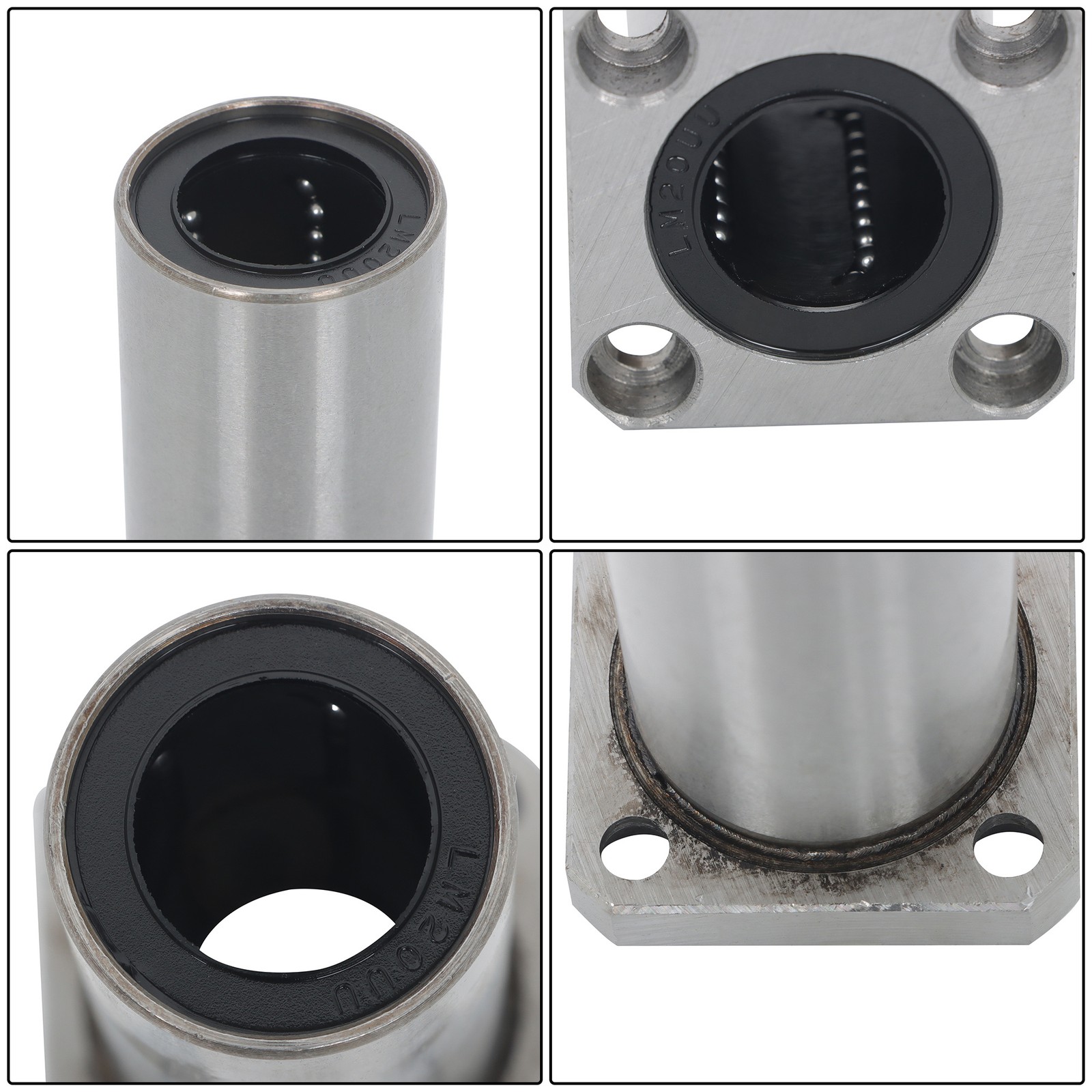 4 Pack LMK20LUU Linear Bearing 20x32x80mm Extra Long Square Flange Steel Cage
