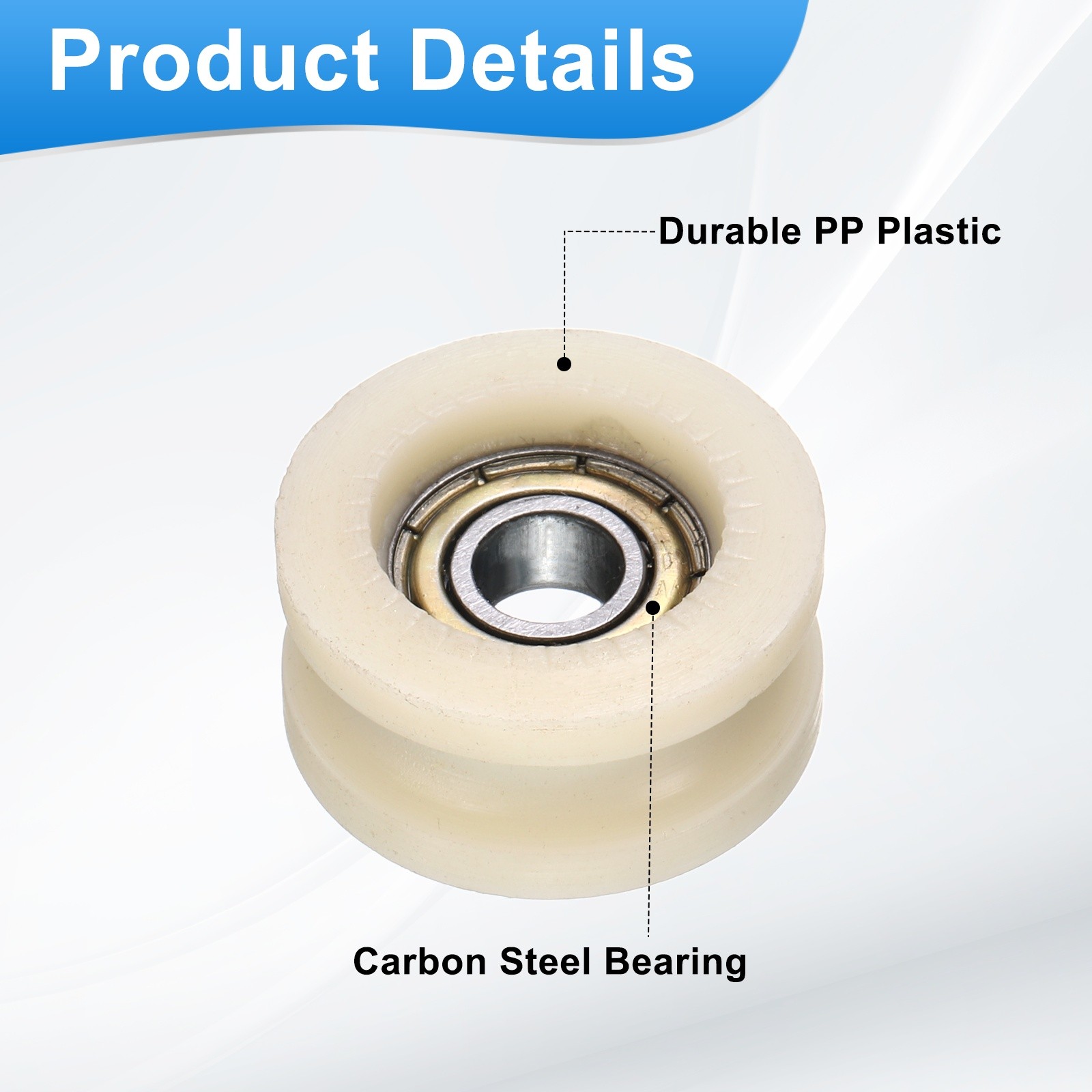 4Pcs Groove Plastic Guide Bearing 6x23x11mm Pulley Roller(Beige)