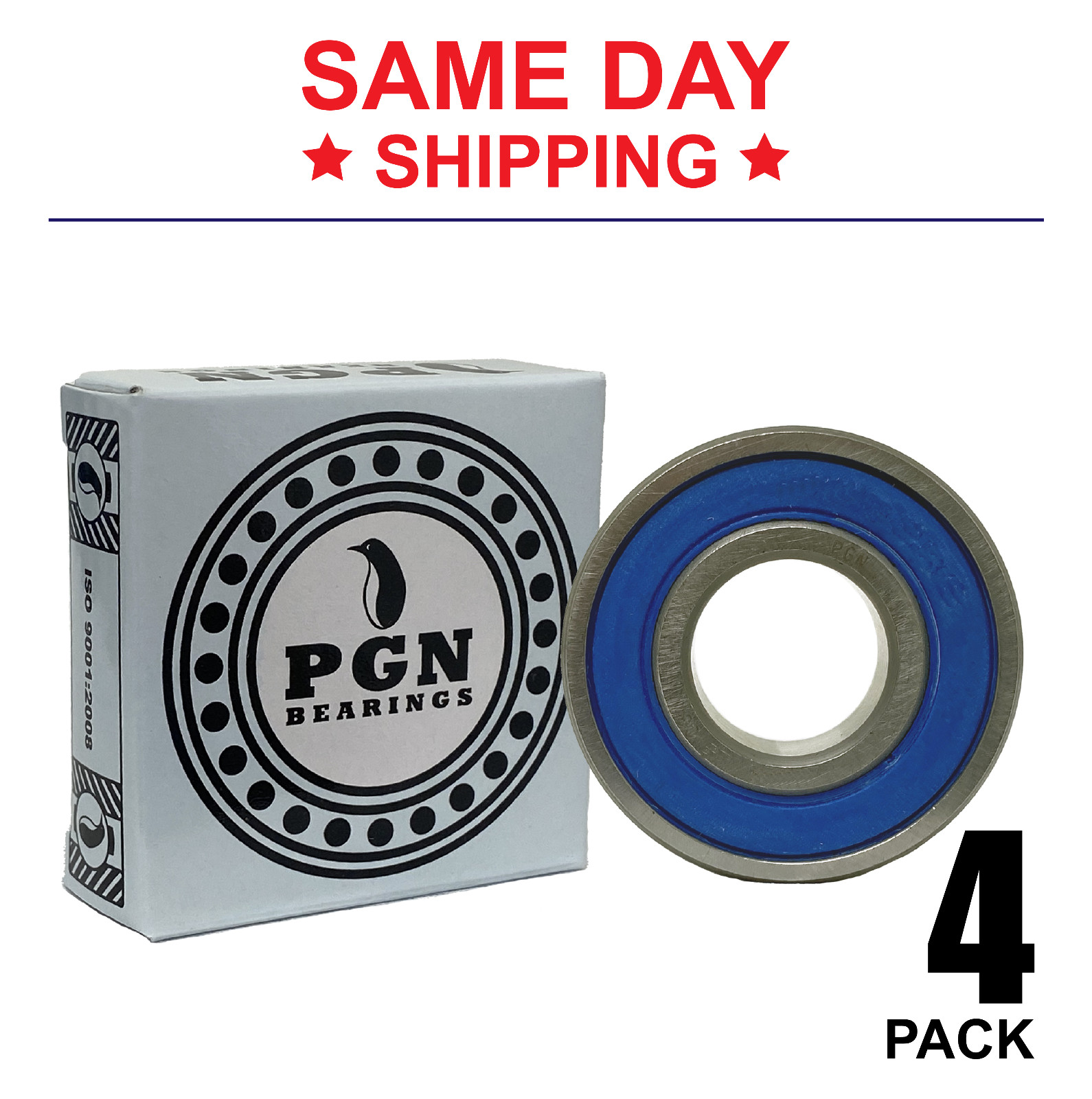 (4) R6-2RS Premium Rubber Seal Ball Bearing C3, 3/8″x7/8″x9/32″, R6rs