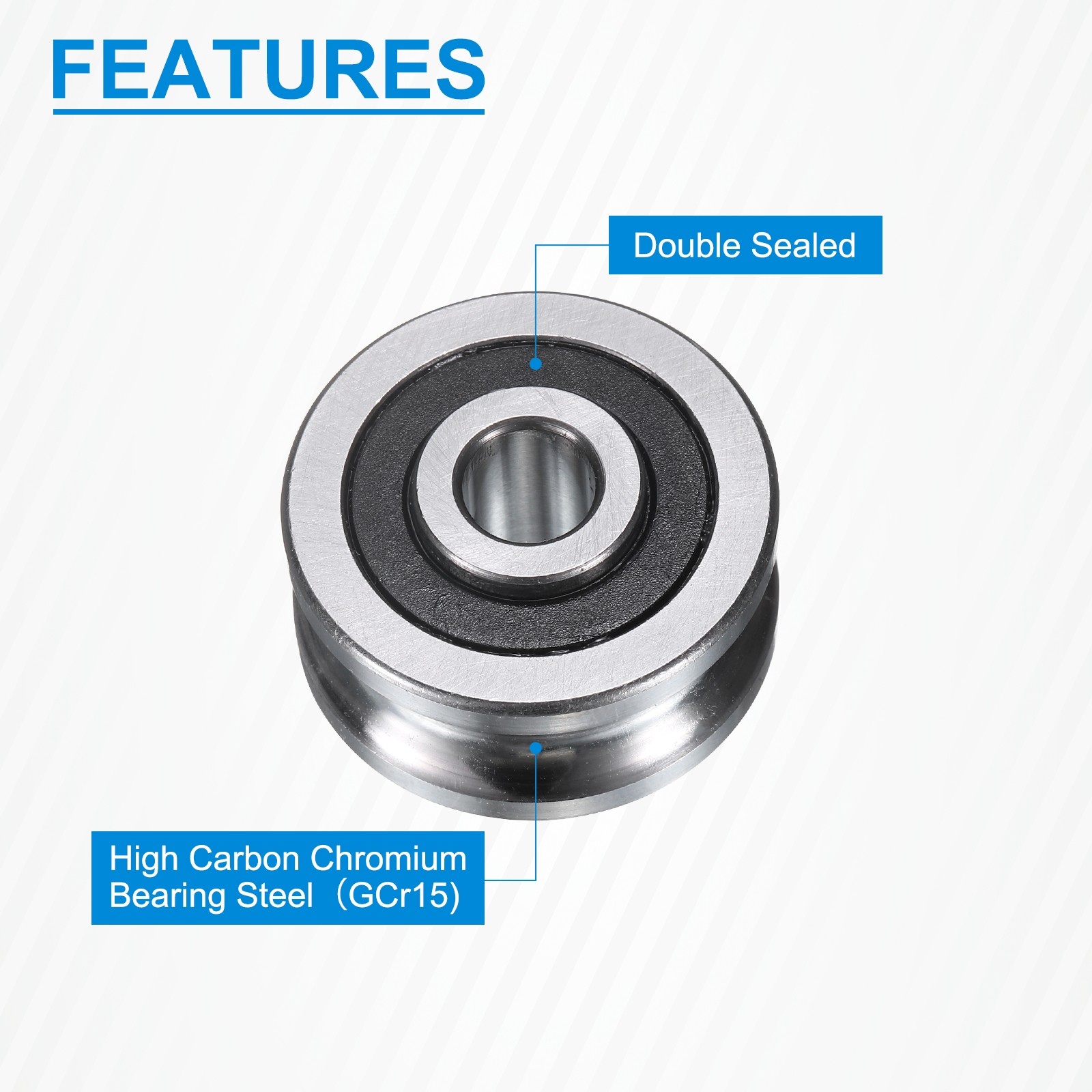 2Pcs SG25 Deep U Groove Ball Track Guide Bearing 8mmx30mmx15mm, Silver