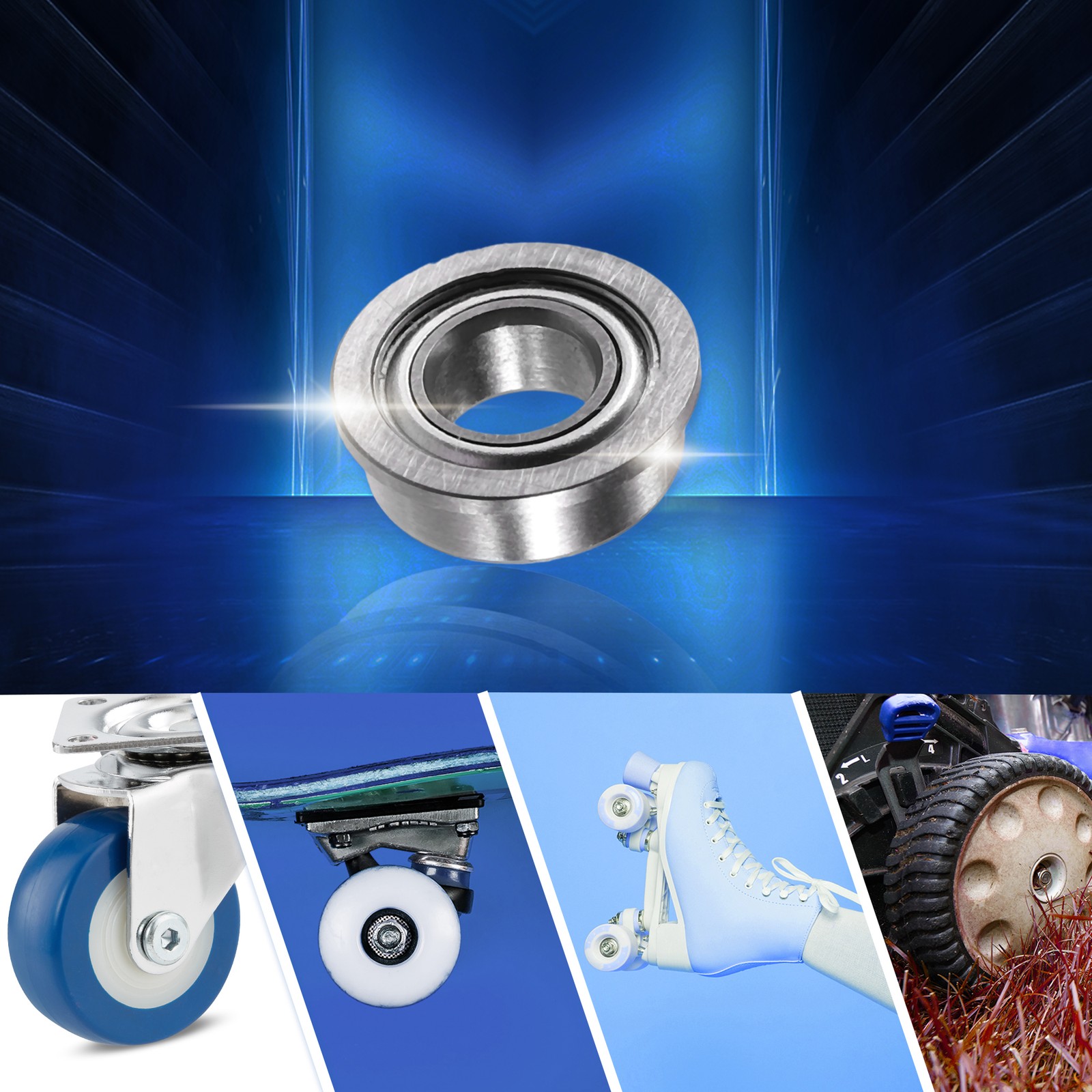 10 Pcs 4x8x3mm Double Metal Shield MF84ZZ Single Row Flanged Ball Bearings