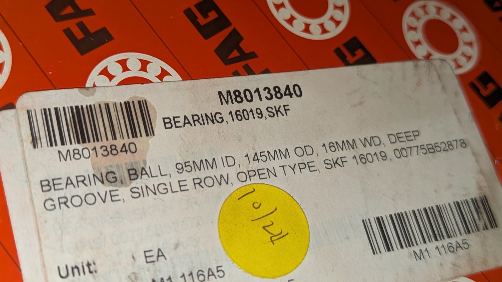 FAG Deep Groove Single Row Bearing 16019 95mm x 145mm x 16mm New & Sealed