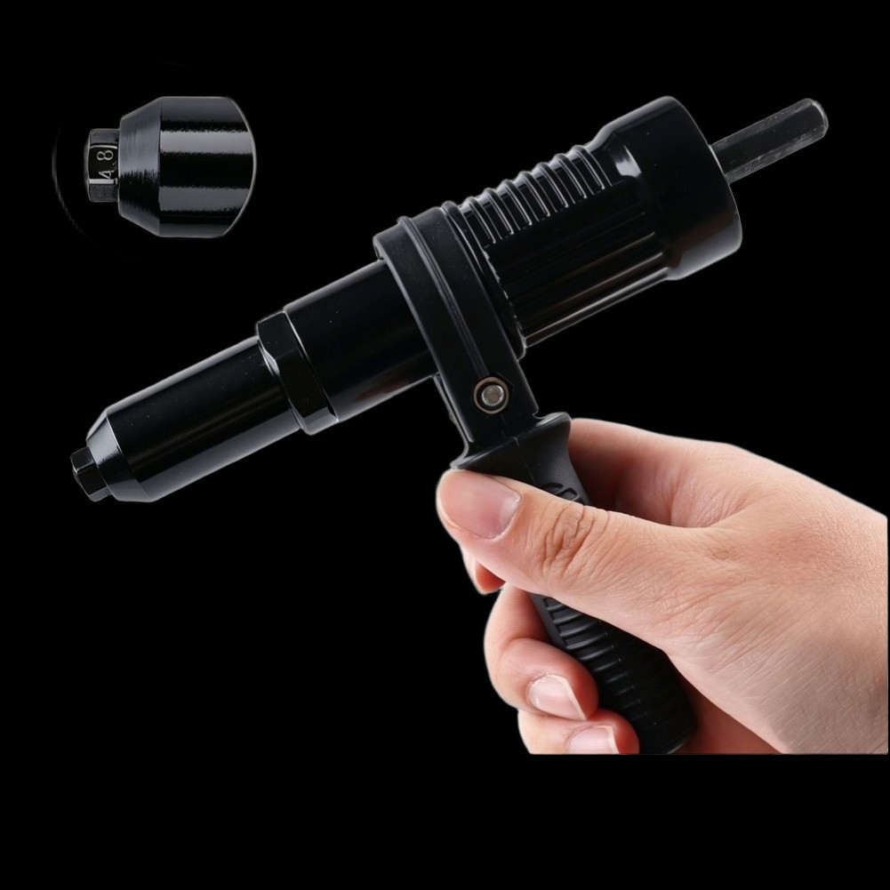 Aluminum Alloy Electric Rivet Tool Adapter for Drill Black 14cm x 3cm x 0.8cm