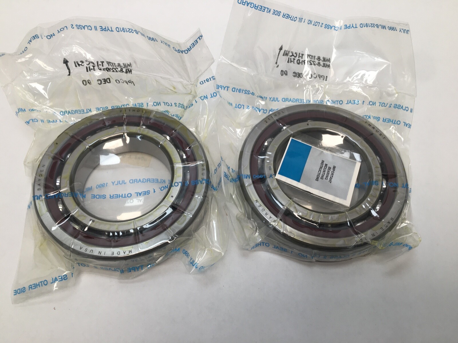 Barden 211HDL Angular Contact Bearing 55x100x21 mm 7211 211 H DL 211H USA Set