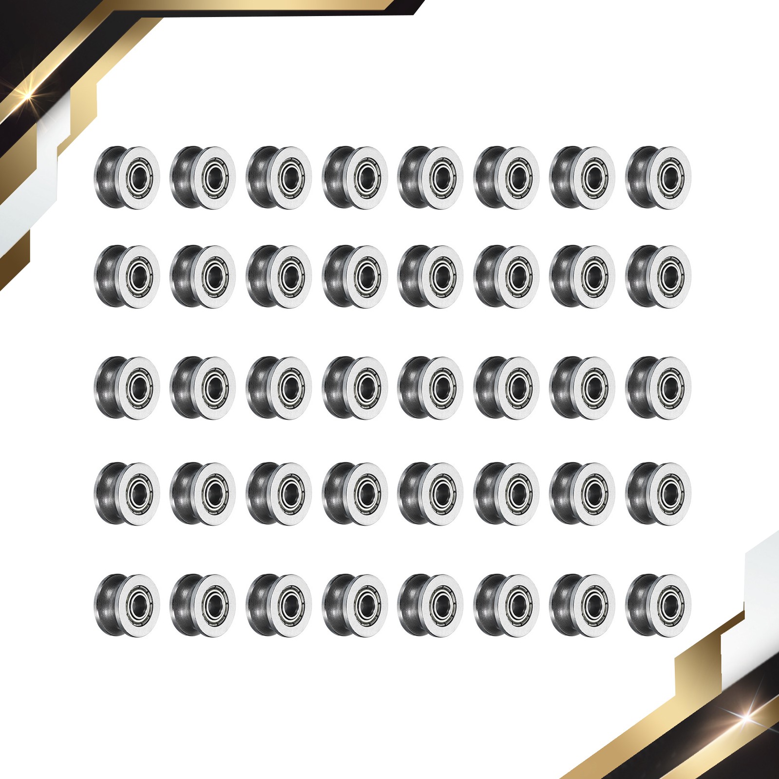 40pcs U624ZZ U Groove Track Guide Bearing U Groove Roller Wheel