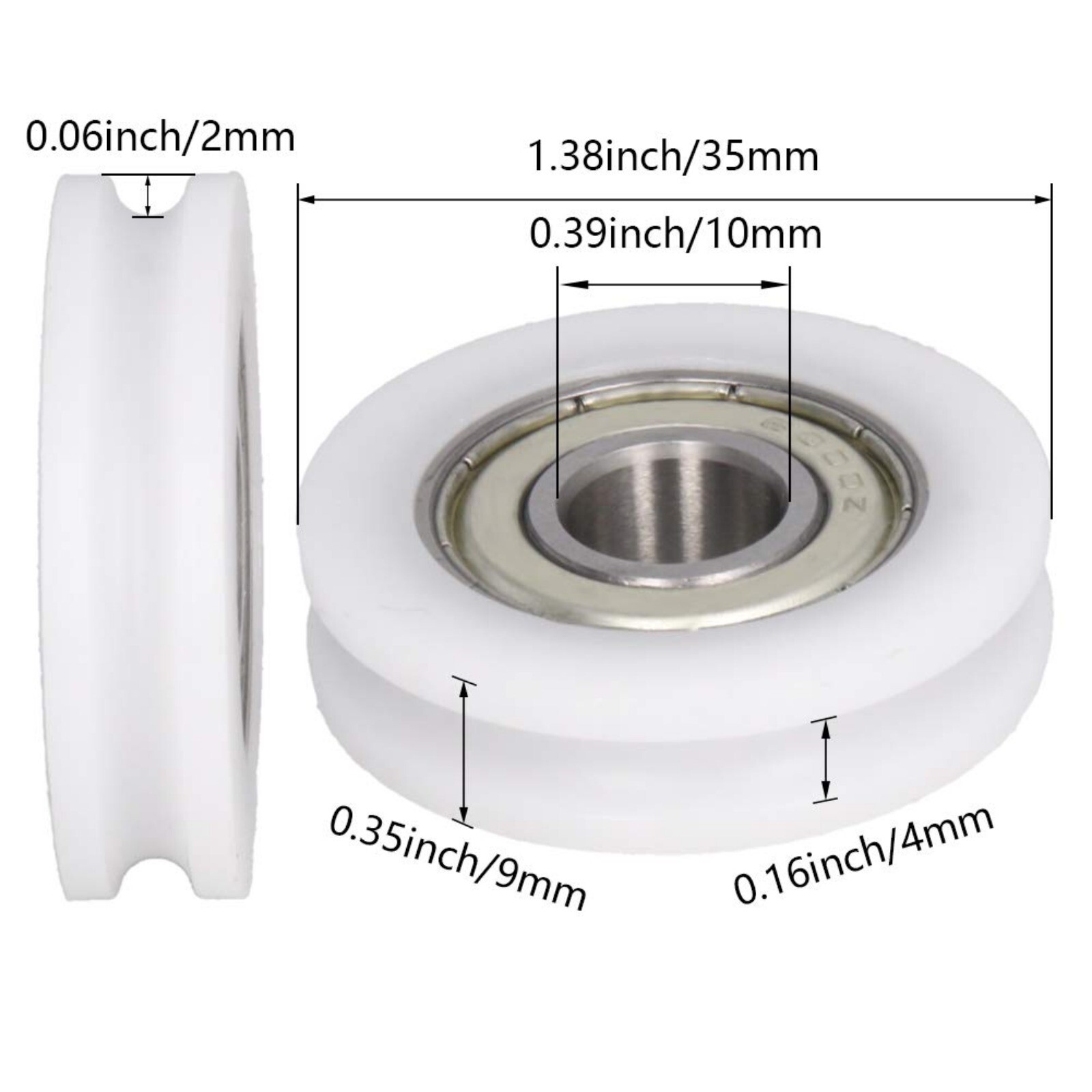 U Groove Bearing Pulley Sliding Wheel Embedded Guiding Nylon 5/6/10mm Inner Dia