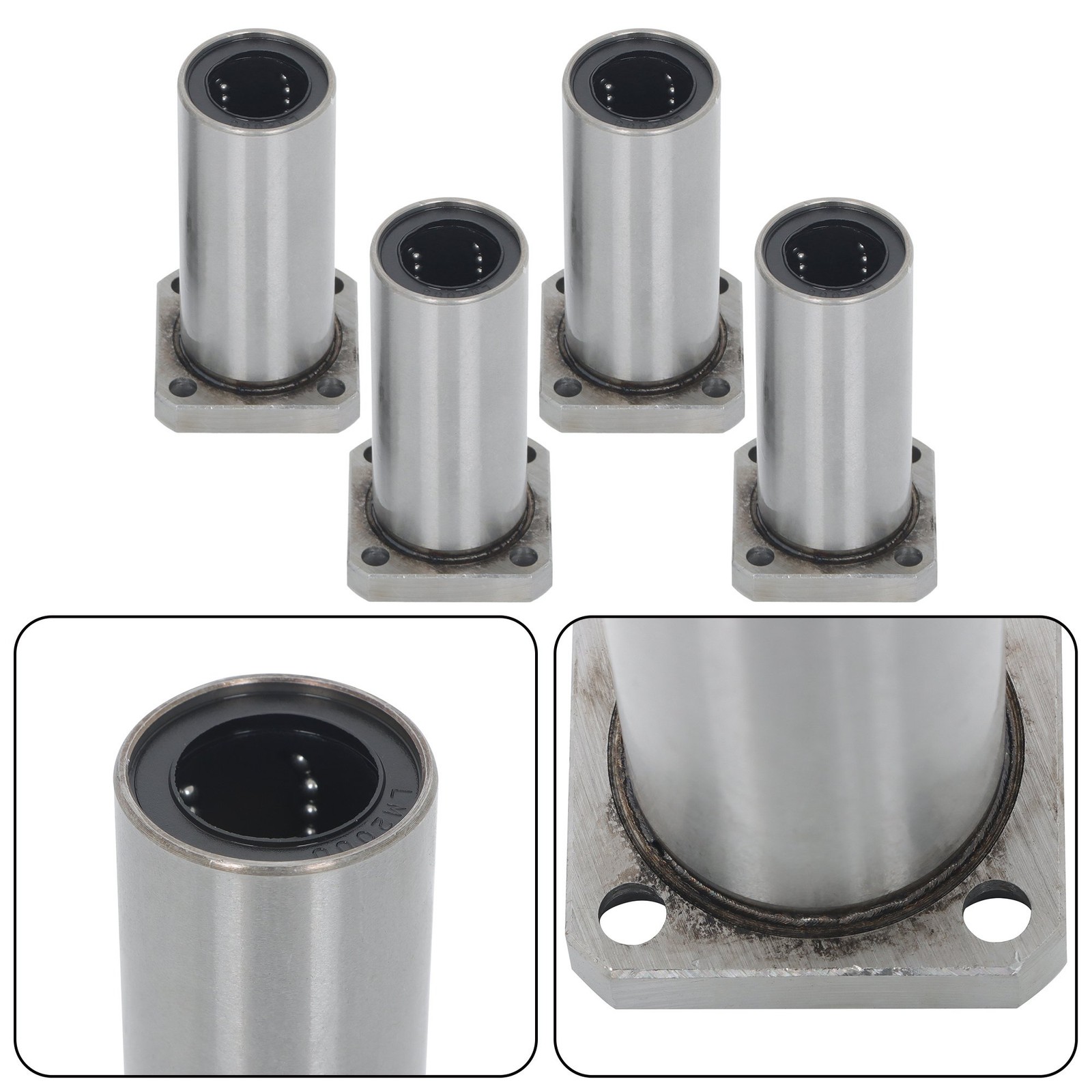 4 Pack LMK20LUU Linear Bearing 20x32x80mm Extra Long Square Flange Steel Cage