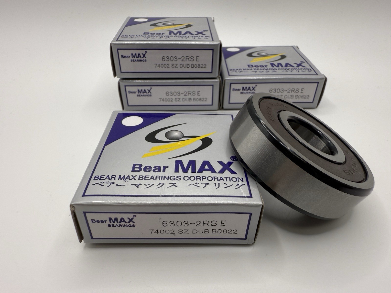 4 pcs BearMAX 6303-2RS EMQ 17x47x14mm Rubber Seal DG Ball Bearings 63032RS