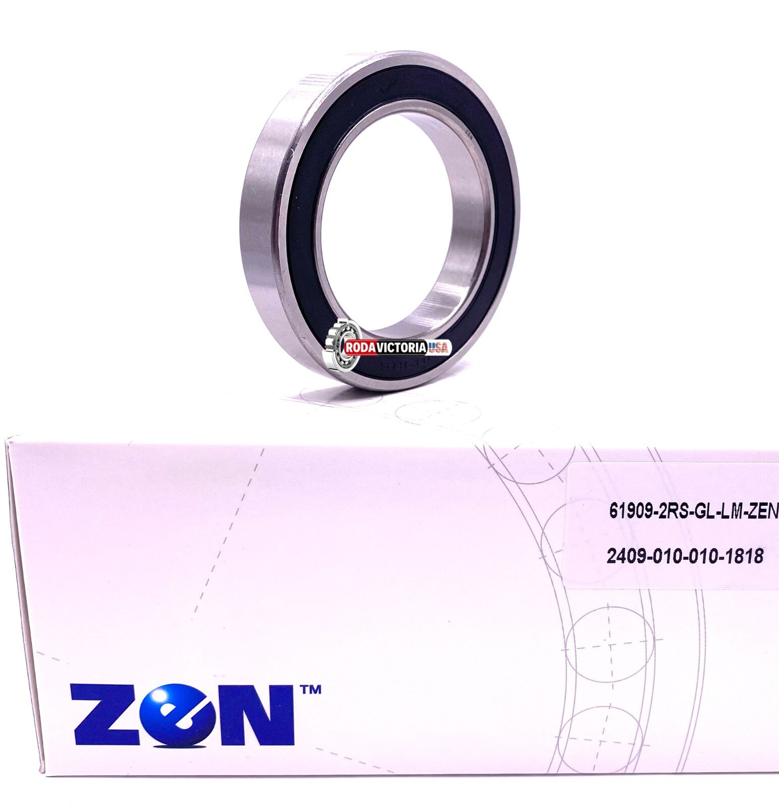ZEN 61909 2RS Deep Groove Ball Bearing, Rubber Sealed 6909 45x68x12 mm