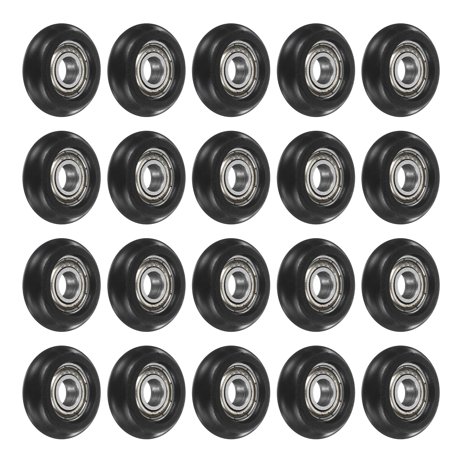 20Pcs 5×19.2×6.3mm Metal Shielded (GCr15) Chrome Steel Bearing+POM Guide, Black