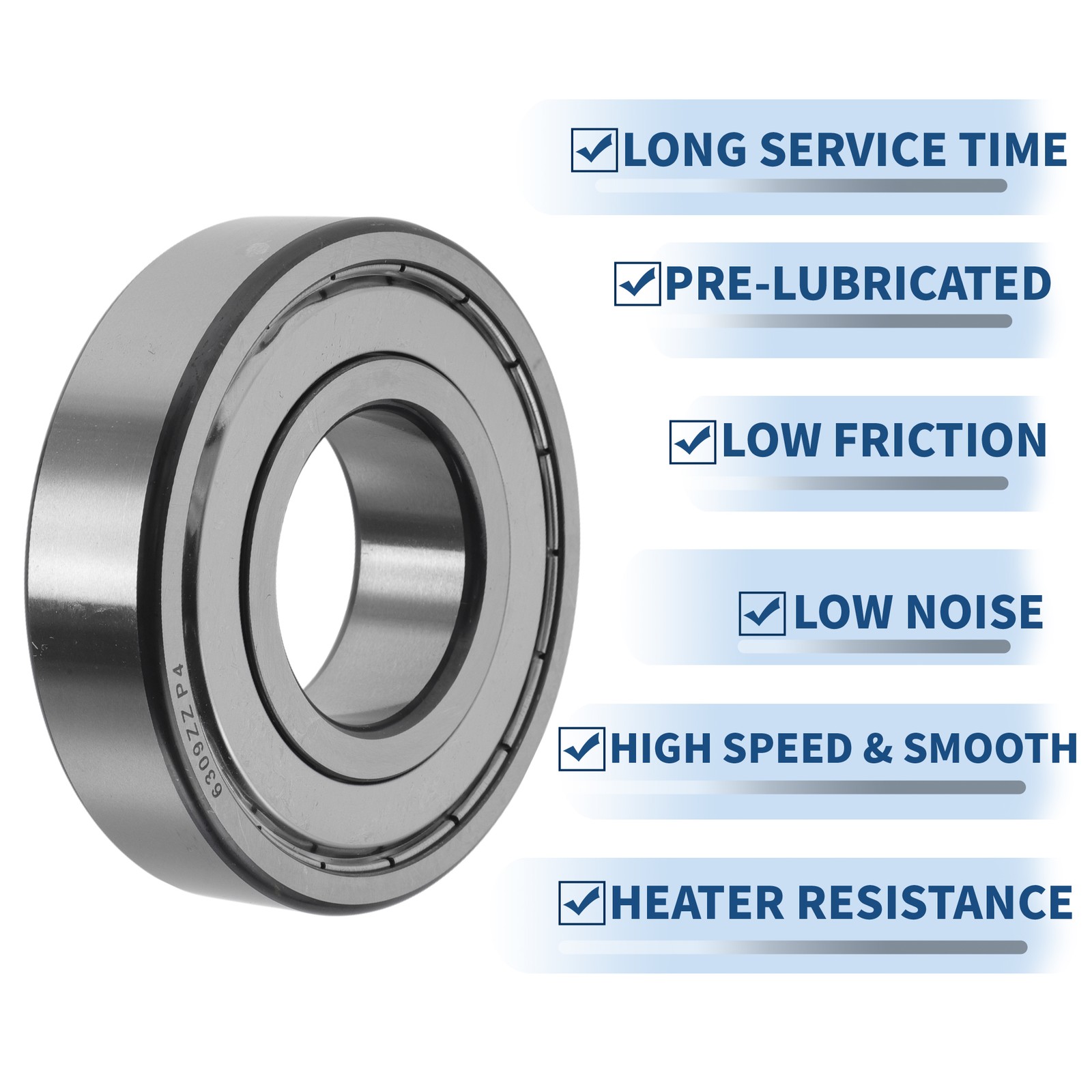 6309ZZ Deep Groove Ball Bearings 45x100x25mm Silver Tone