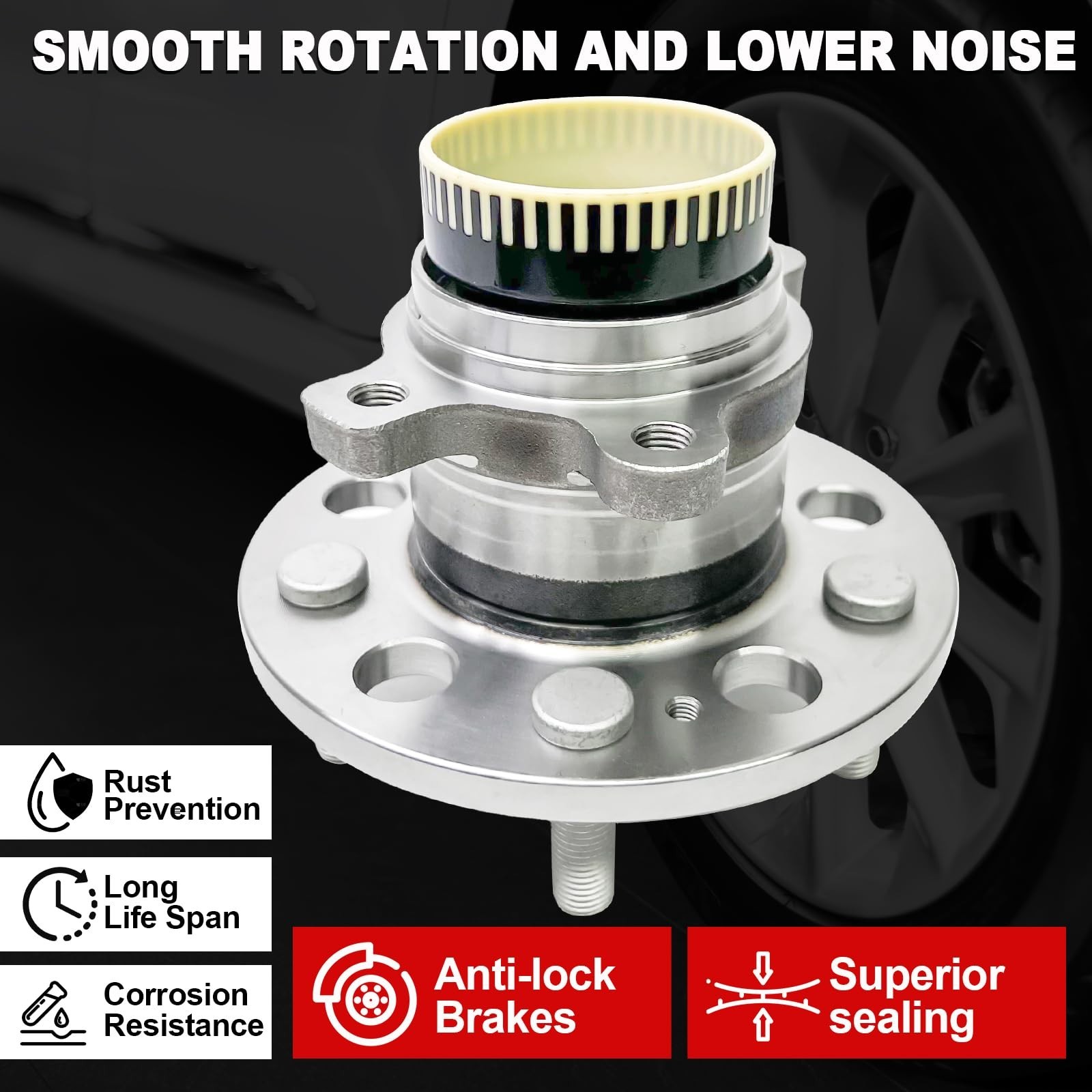 Pair 512437 Rear Wheel Bearing Hub Assembly Compatible with Kia Optima 2011-2…