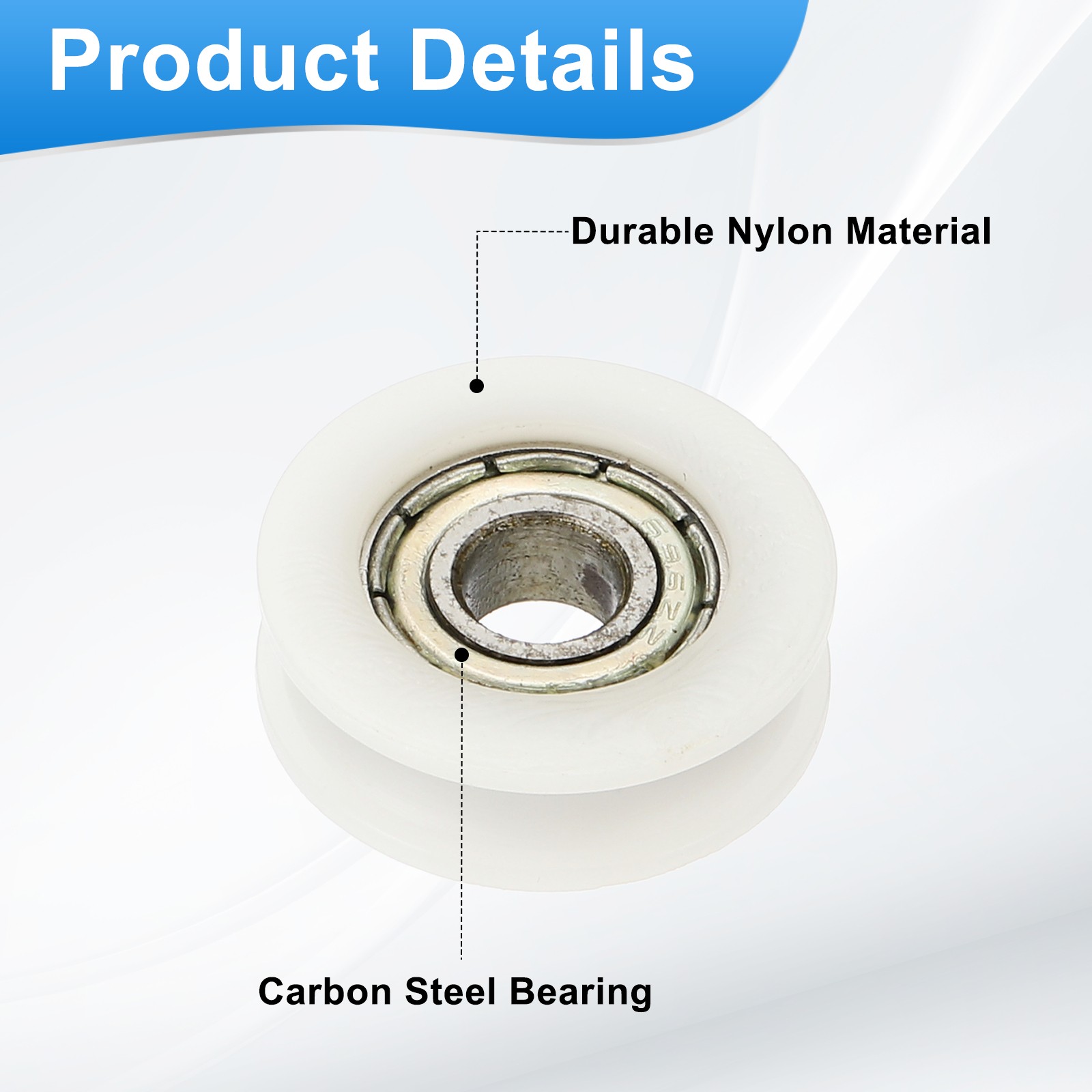 8 Pcs White Groove Nylon Plastic Guide Bearing 6x22x7mm Pulley Roller