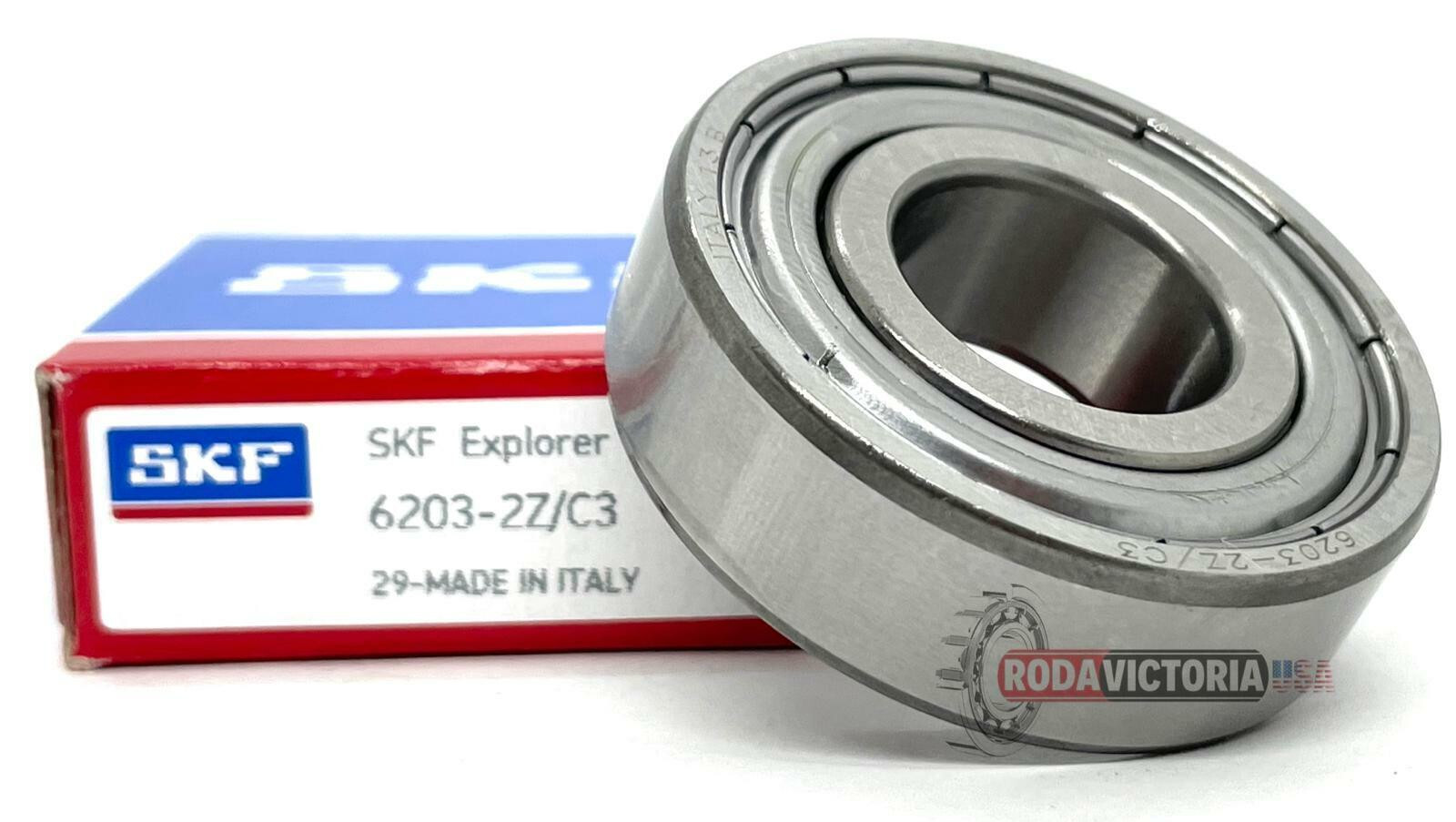 SKF 6203 ZZ C3 DEEP GROOVE BALL BEARING, METAL SHIELDED 17x40x12 mm 6203 2Z C3