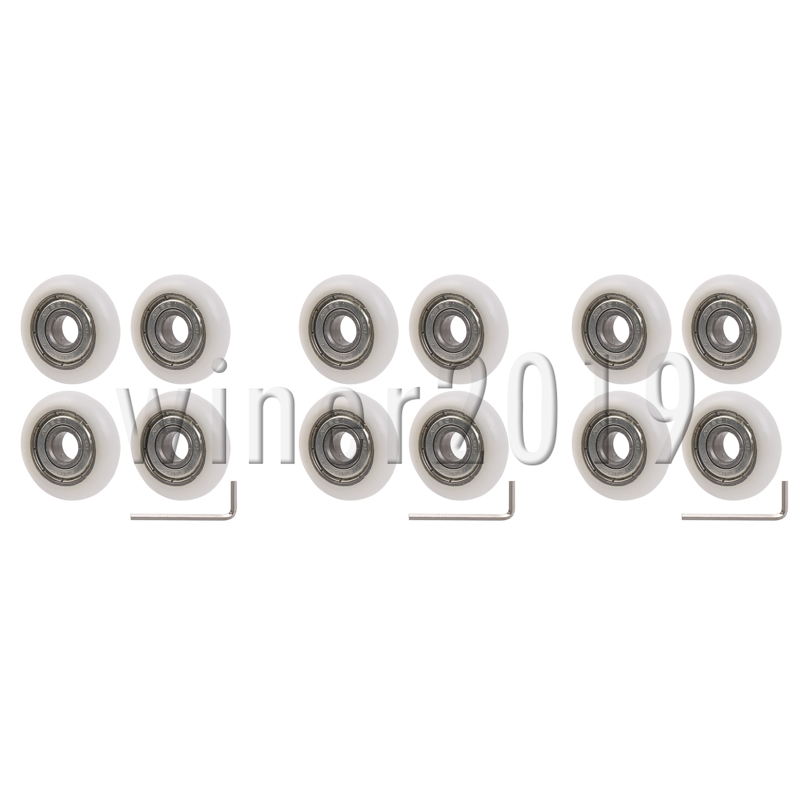 8x3x8.5mm Round Pulley Roller Plastic Bearing Wheel with wrench Pack of 12
