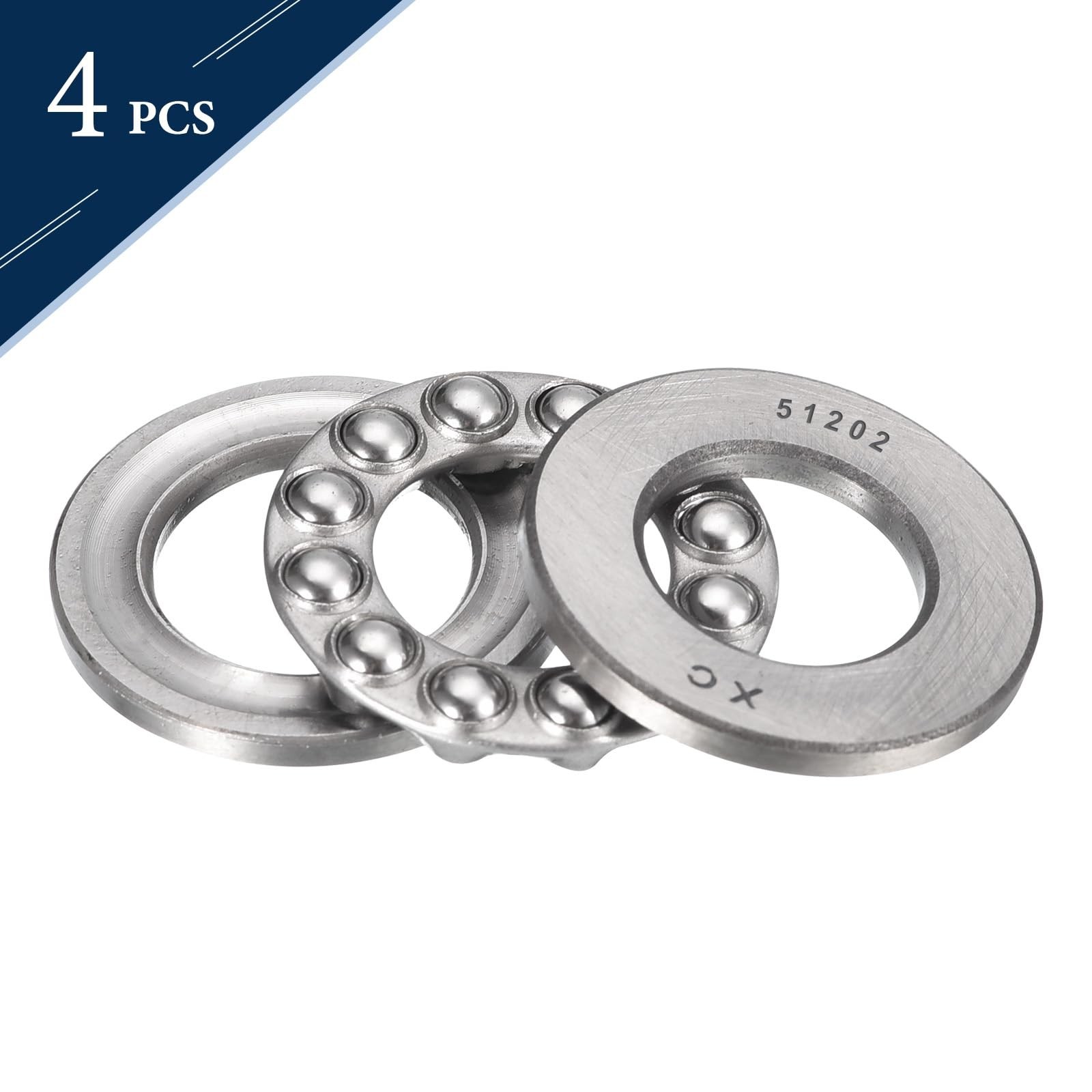 Thrust Ball Bearings, 4pcs 51202 Plane Axial Ball Bearing 3-in-1, 15mm x 32mm…