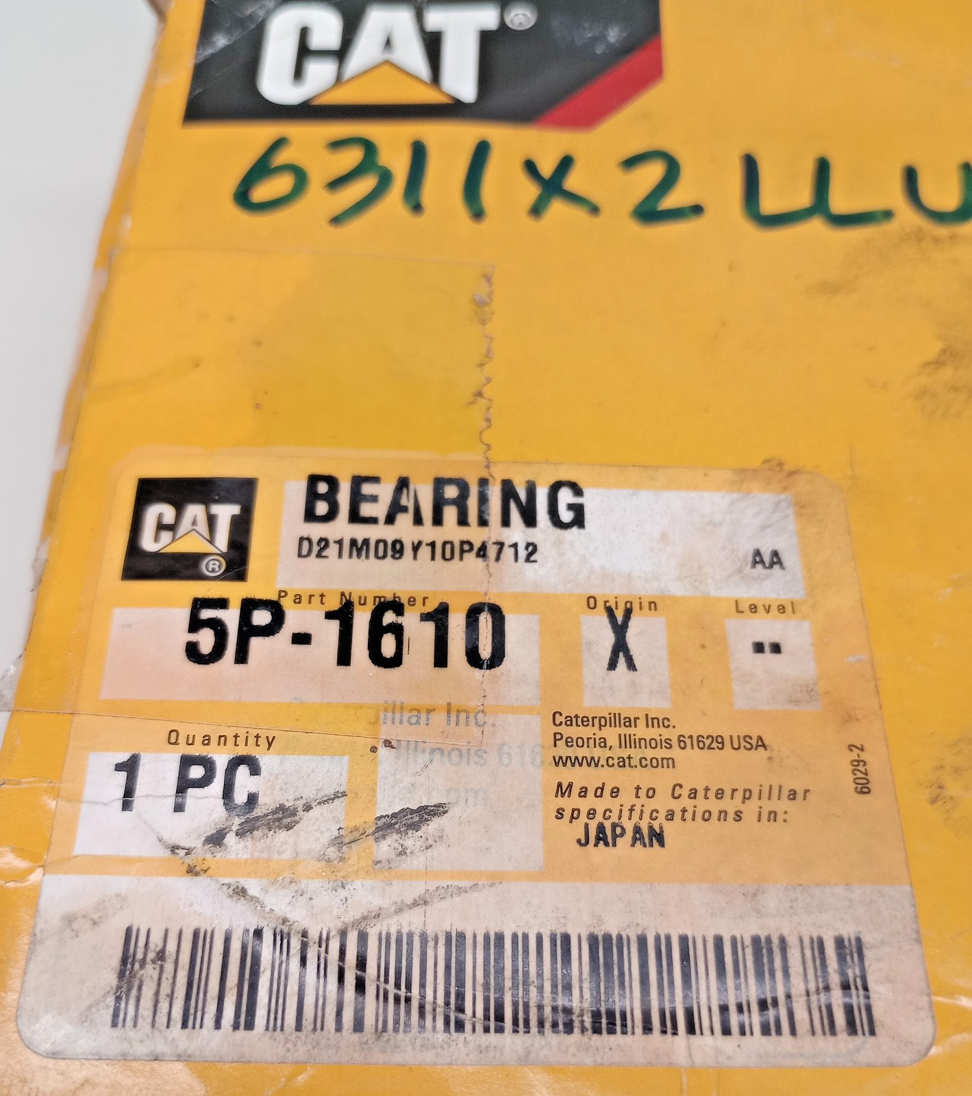 CAT 5P-1610 Ball Bearing Double-Sealed 55x120x29mm NTN 6311X2LLUC3/6311LLUC3