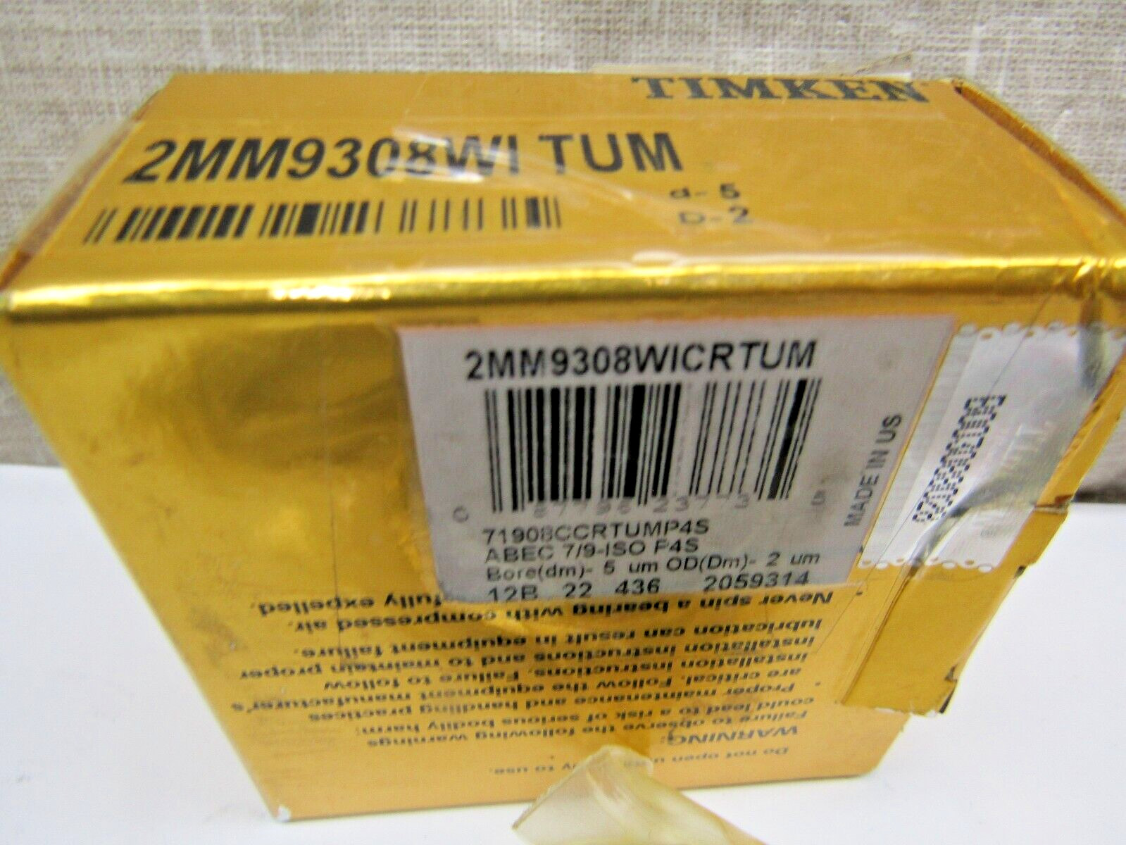 Timken 2MM9308WI TUM Super Precision Matched 3 Bearing Set 2MM9308WICRTUM