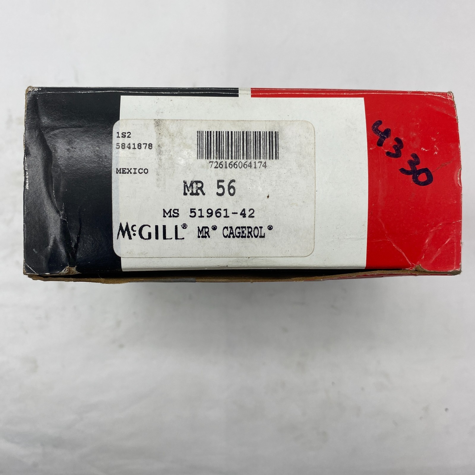 MCGILL MR-56/MI-48 NEEDLE ROLLER BEARING MS-51961-42, 1SO MR56MI48, 3X4-1/2X2