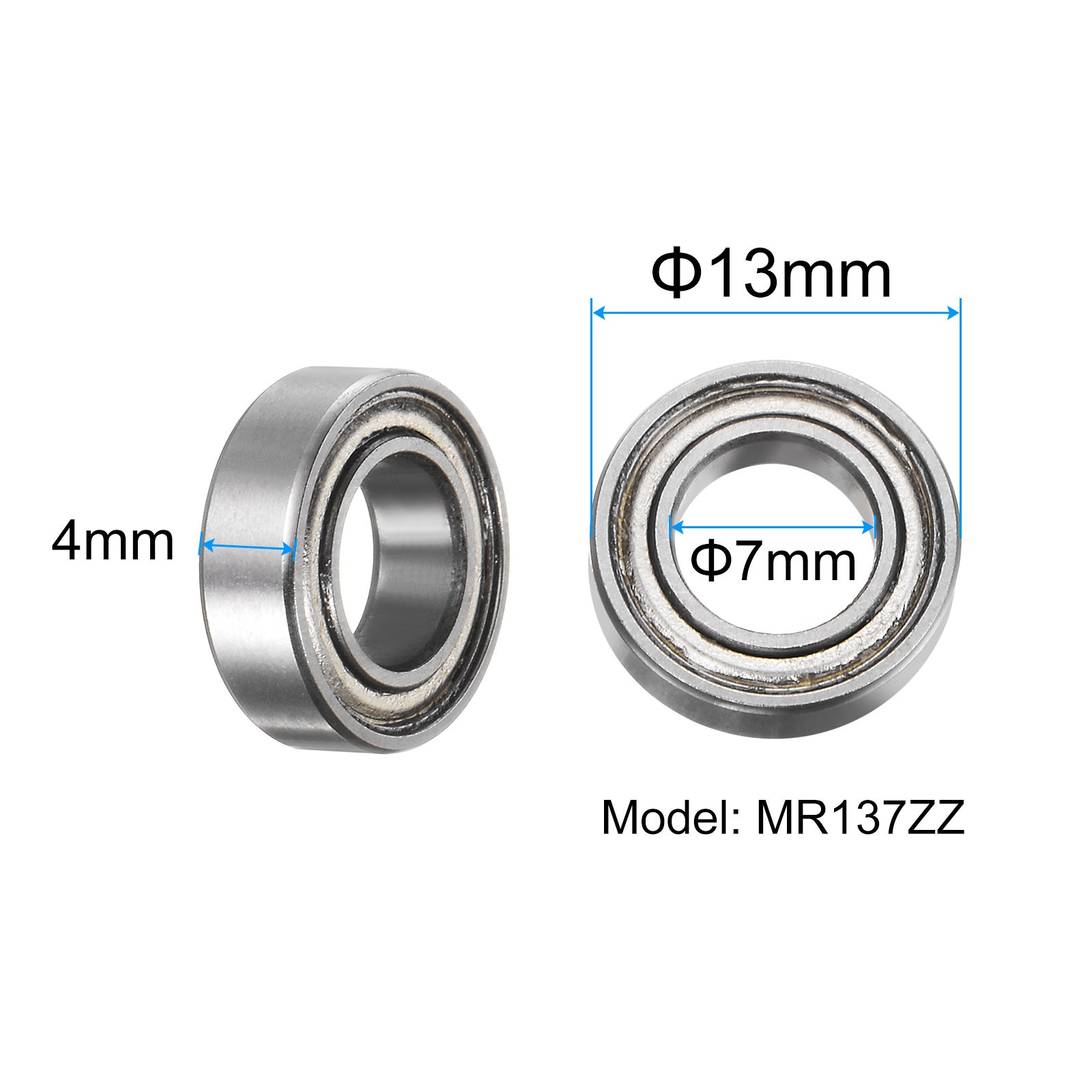 10pcs MR137ZZ Bearings 7x13x4mm Chrome Steel Mini Bearing Double Shielded ABEC3