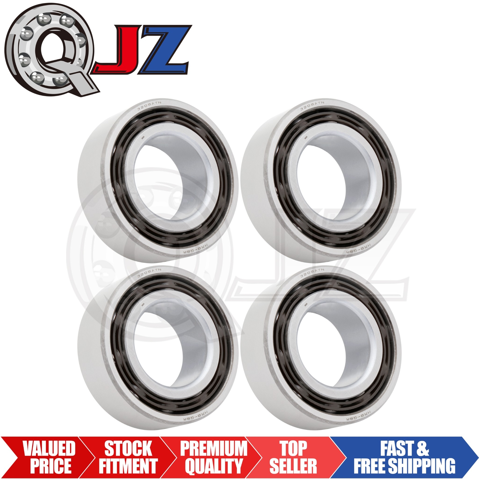 [Qty.4] 3209 New Angular Contact Ball Bearing [40mm Bore x 80mm OD x 30.2mm W]