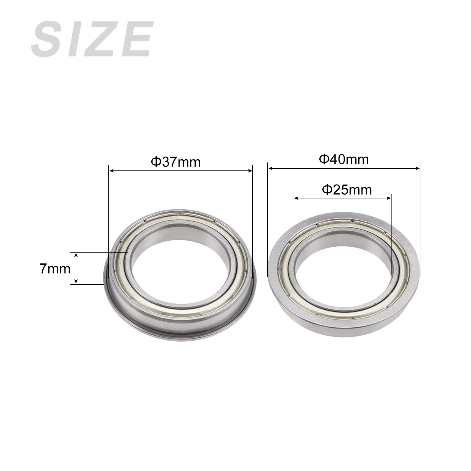 1Pcs Chromium Steel Double Sealed Flange Ball Bearing F6805ZZ, 25mm x 37mm x 7mm
