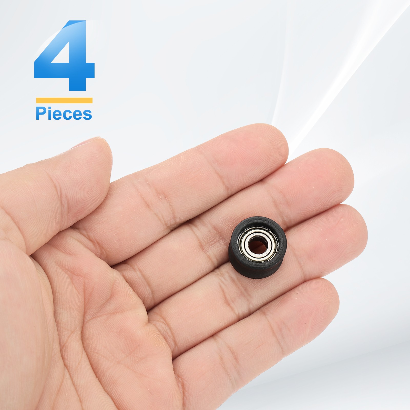 4Pcs Groove Nylon Plastic Guide Bearing 5×15.5×8.5mm Pulley Roller (Black)